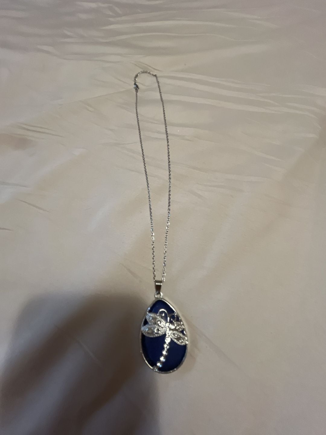 Unbranded Blue Teardrop Dragonfly Pendant Necklace 5