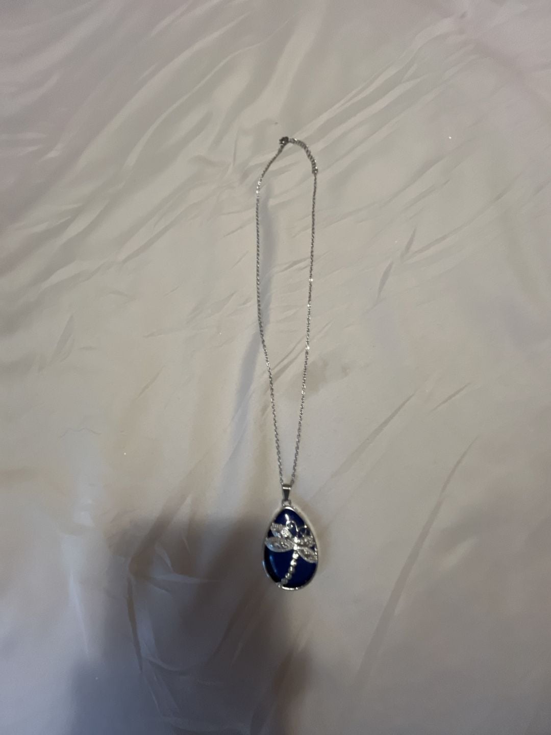 Unbranded Blue Teardrop Dragonfly Pendant Necklace 9