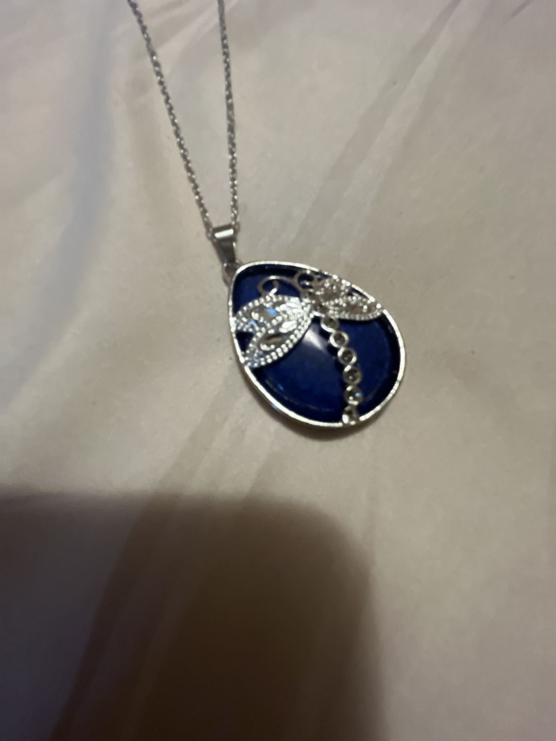 Unbranded Blue Teardrop Dragonfly Pendant Necklace 10
