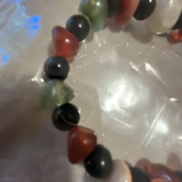 Multicolor Gemstone Crystal Chip And Bead Stretch Bracelet