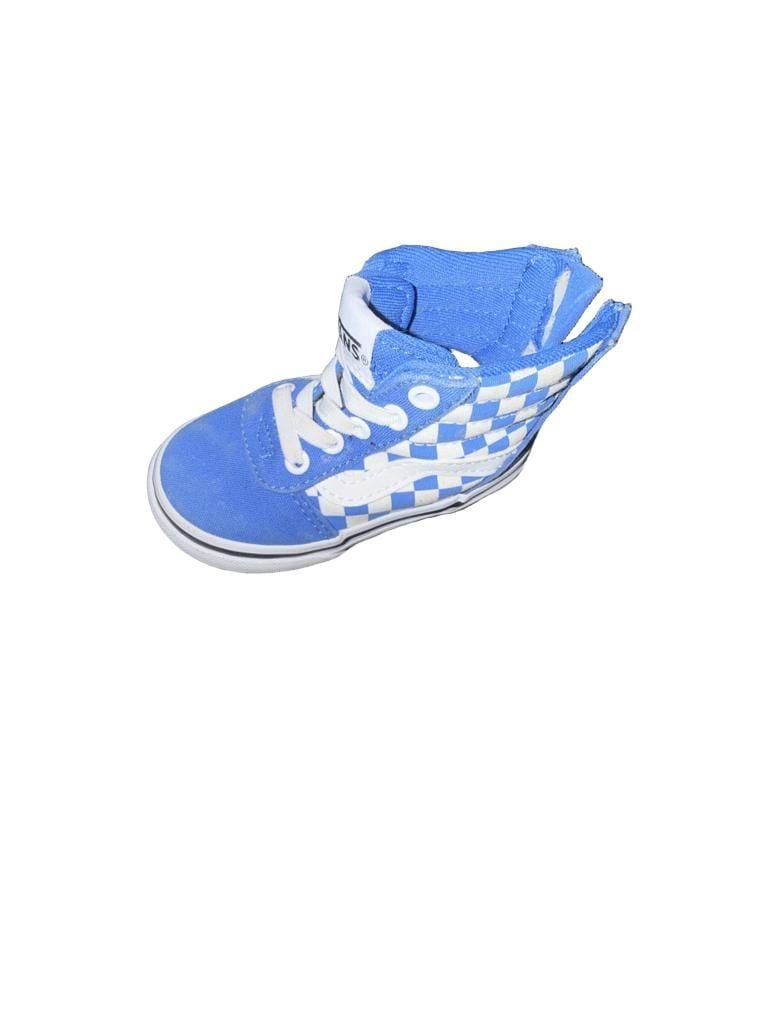 Vans Sk8-Hi Zip Blue White Checkerboard Toddler Shoes 2
