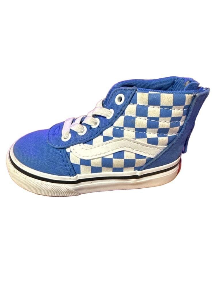 Vans Sk8-Hi Zip Blue White Checkerboard Toddler Shoes 3