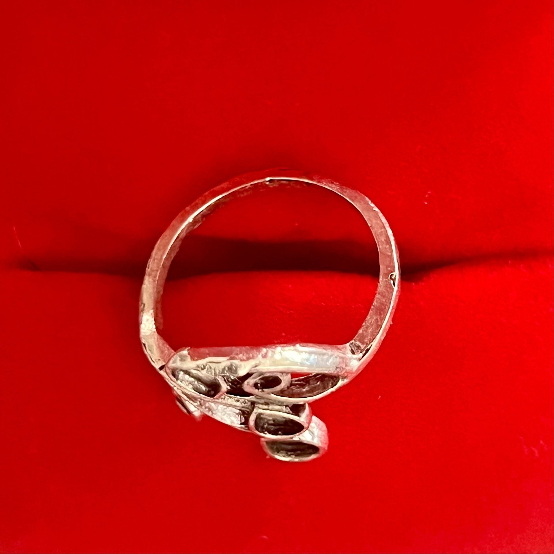 Vintage Organic Shape Cluster Titanium Steel Silver Statement Ring Size 6 4