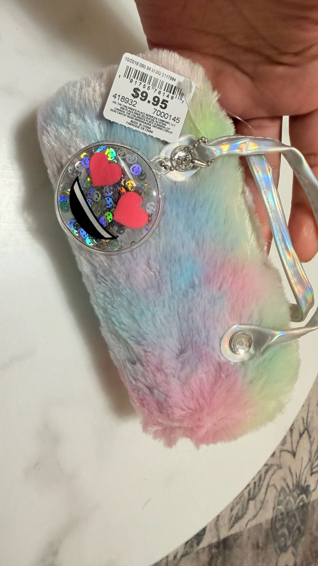 The Children's Place Faux Fur Emoji Glasses Case Rainbow 1
