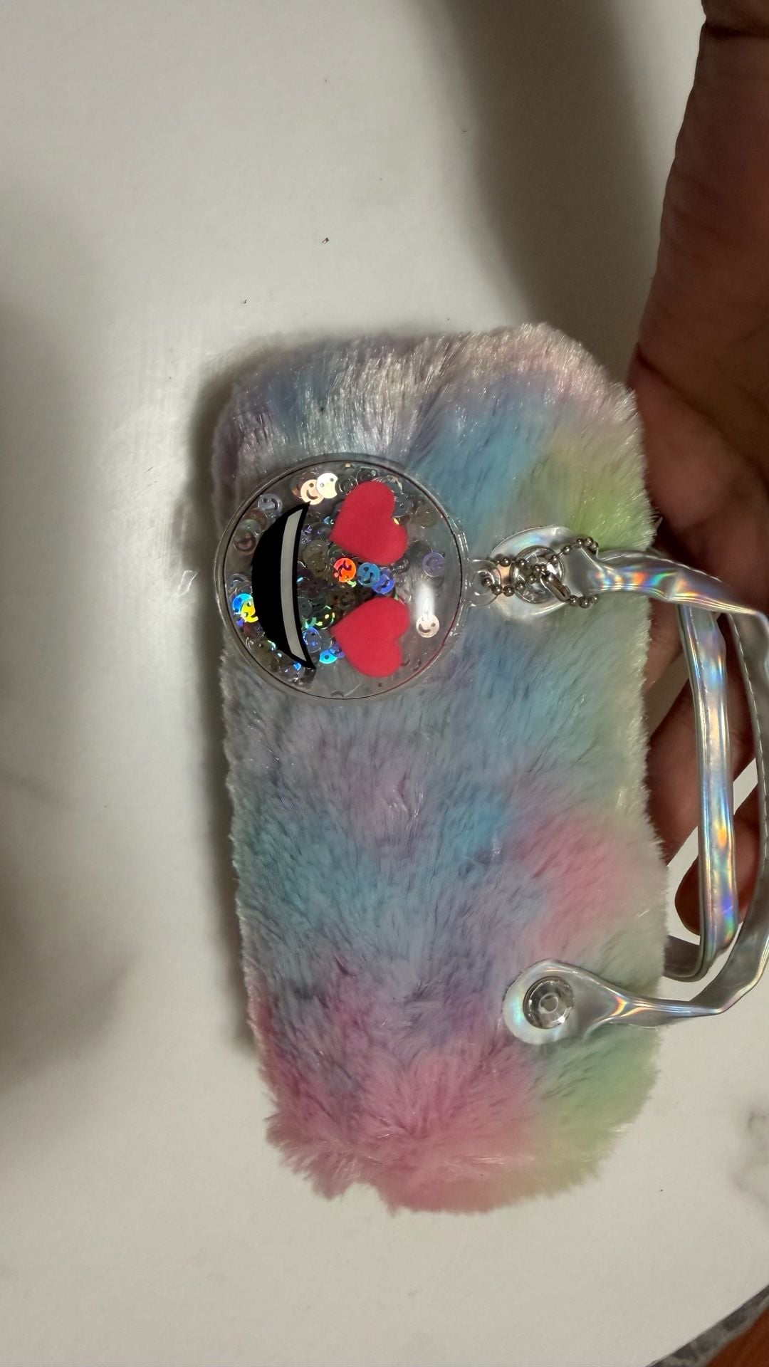 The Children's Place Faux Fur Emoji Glasses Case Rainbow 2
