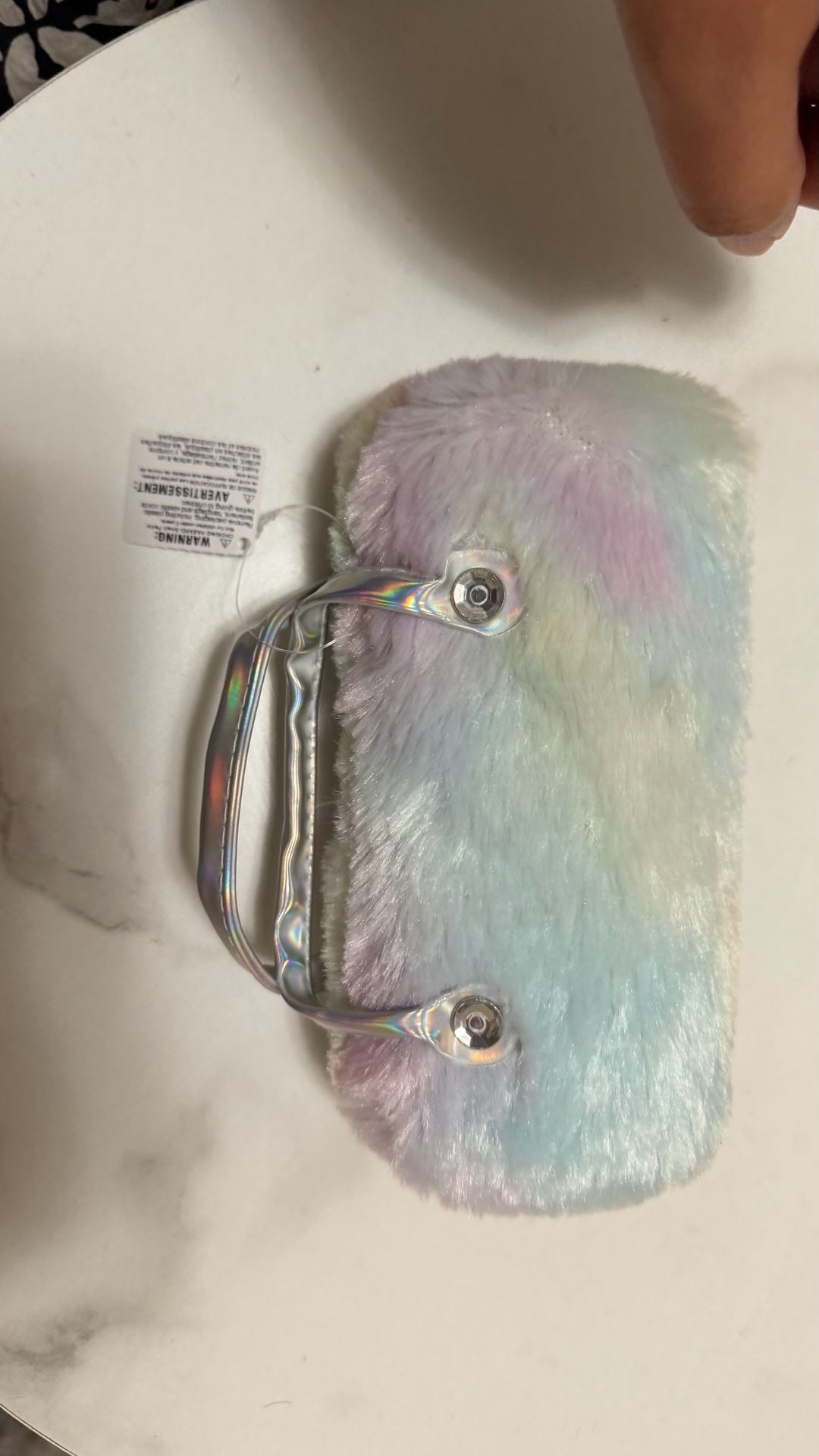 The Children's Place Faux Fur Emoji Glasses Case Rainbow 7