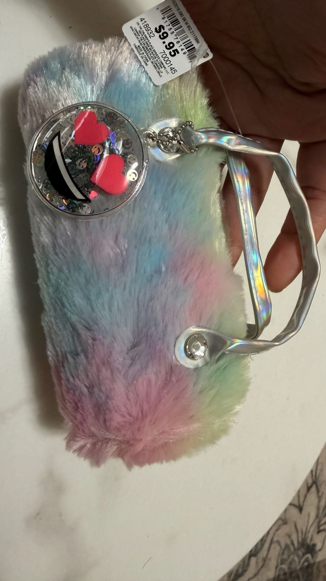 The Children's Place Faux Fur Emoji Glasses Case Rainbow 9