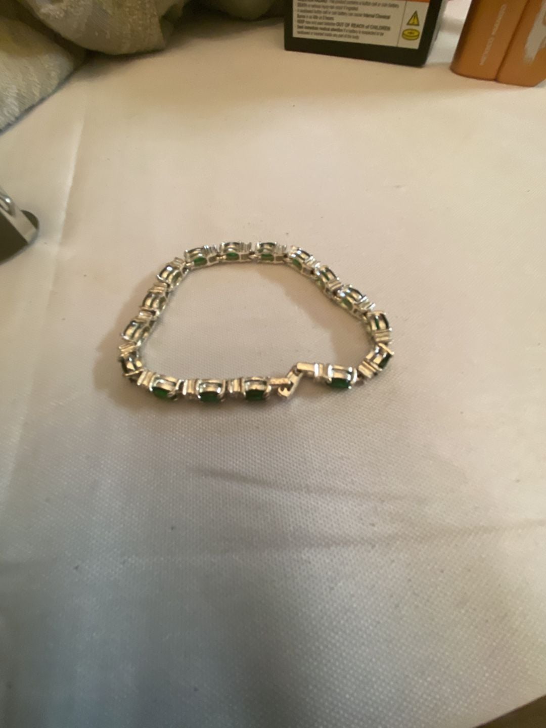 Sterling Silver Green Stone Tennis Bracelet 2
