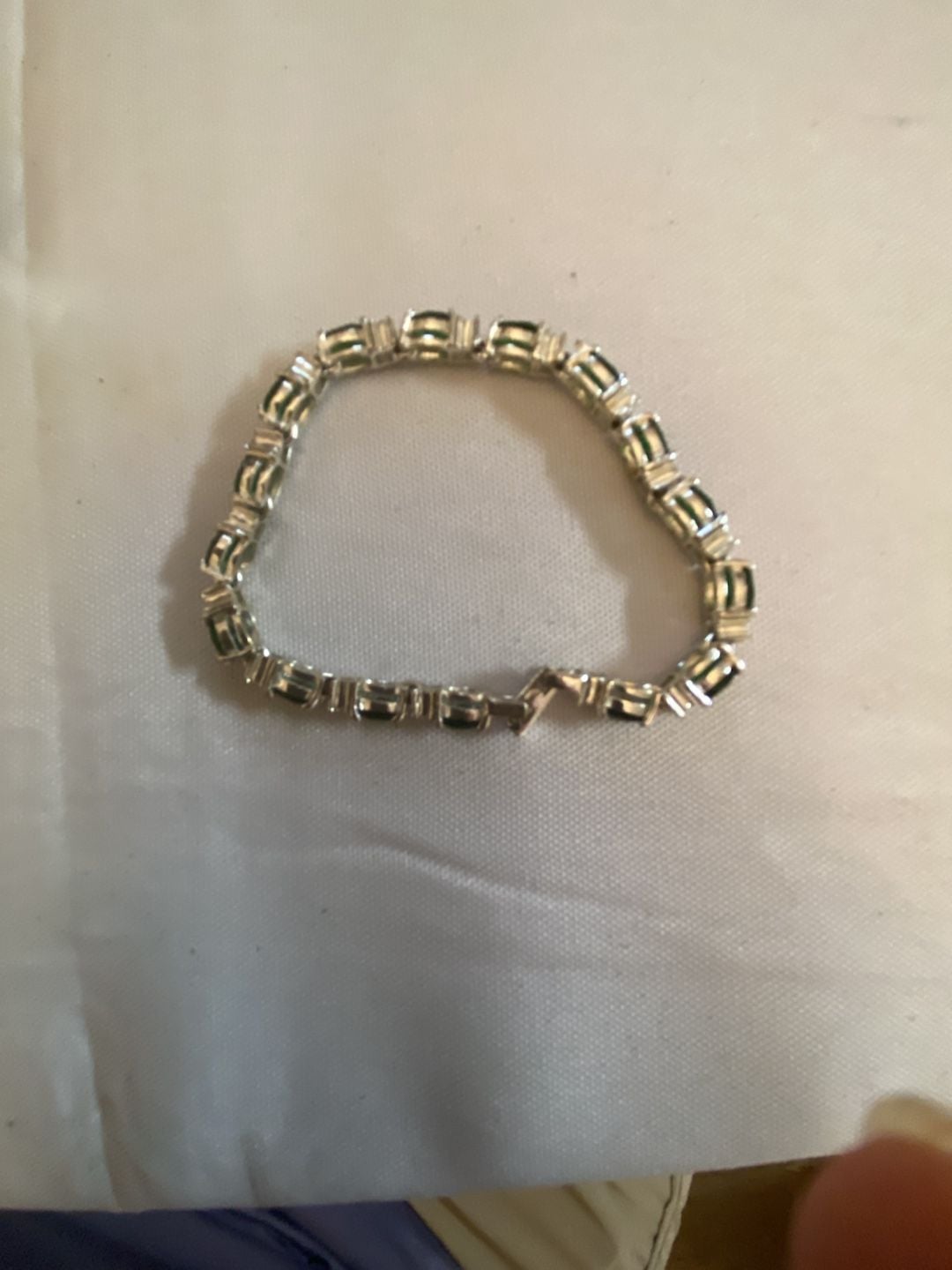 Sterling Silver Green Stone Tennis Bracelet 3