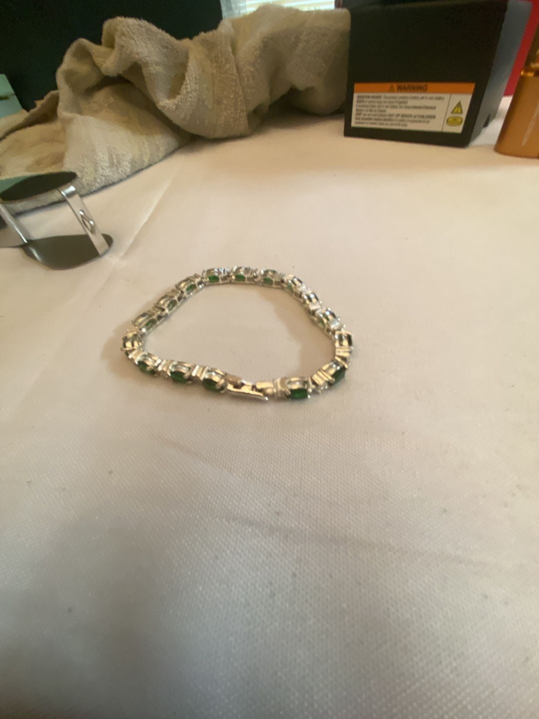 Sterling Silver Green Stone Tennis Bracelet 4