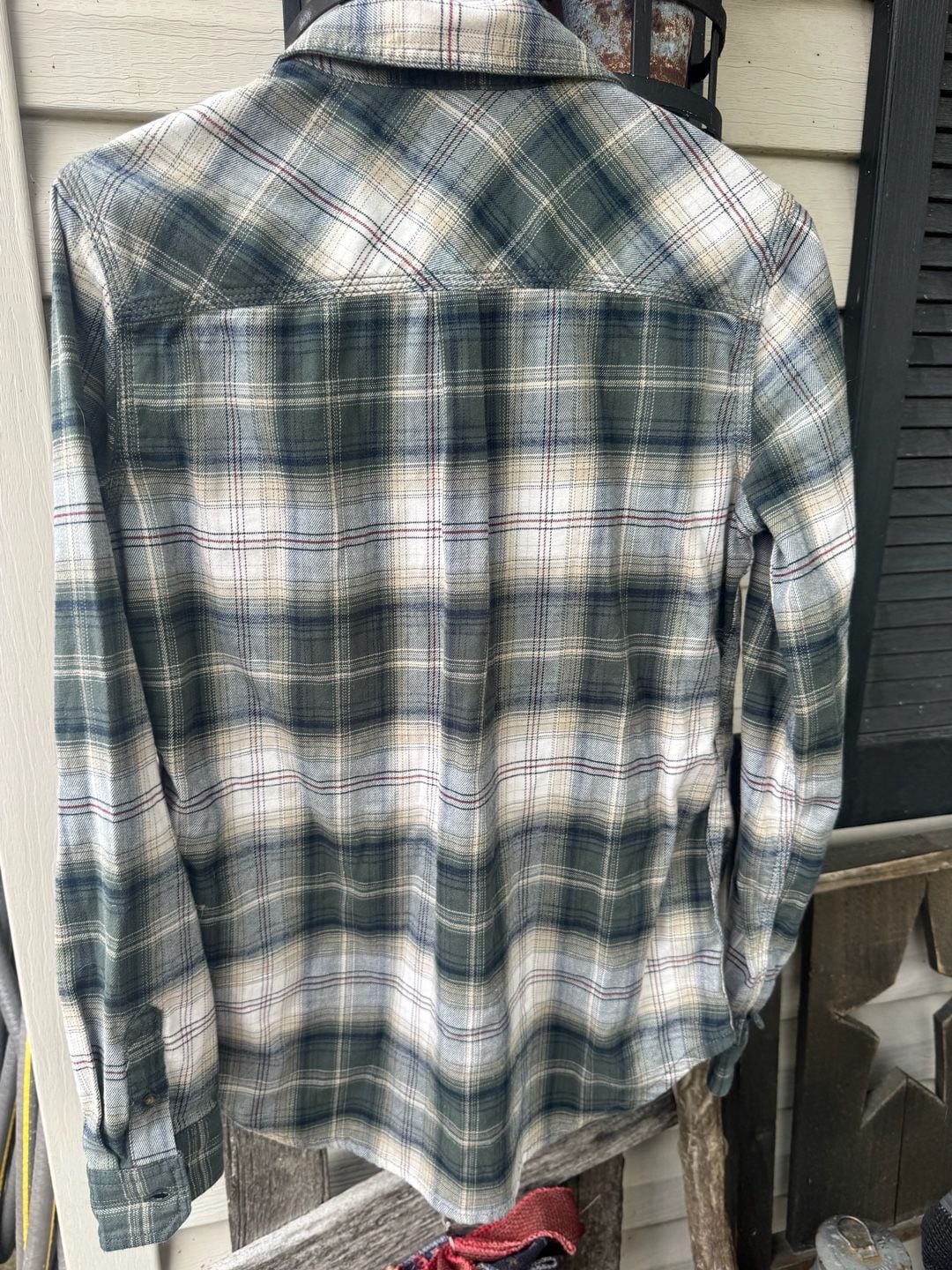 Carhartt Plaid Flannel Button Up Shirt Size S 4/6 Green White 5