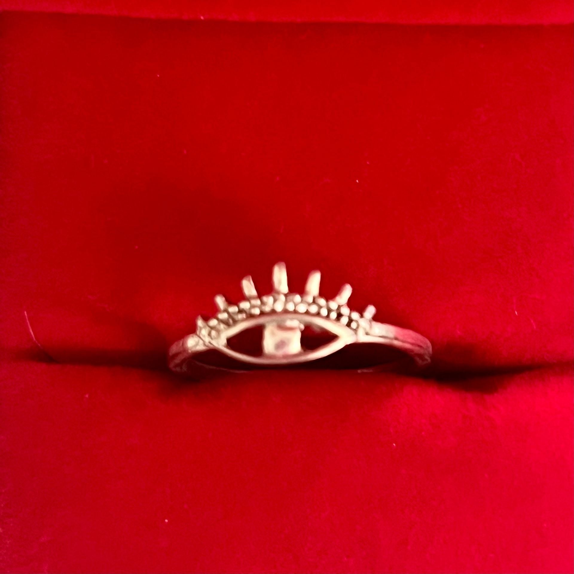 Evil Eye Sunburst Titanium Silver Ring S 3