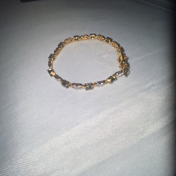 Prime Art & Jewel Gold Vermeil Sterling Silver Sapphire Tennis Bracelet