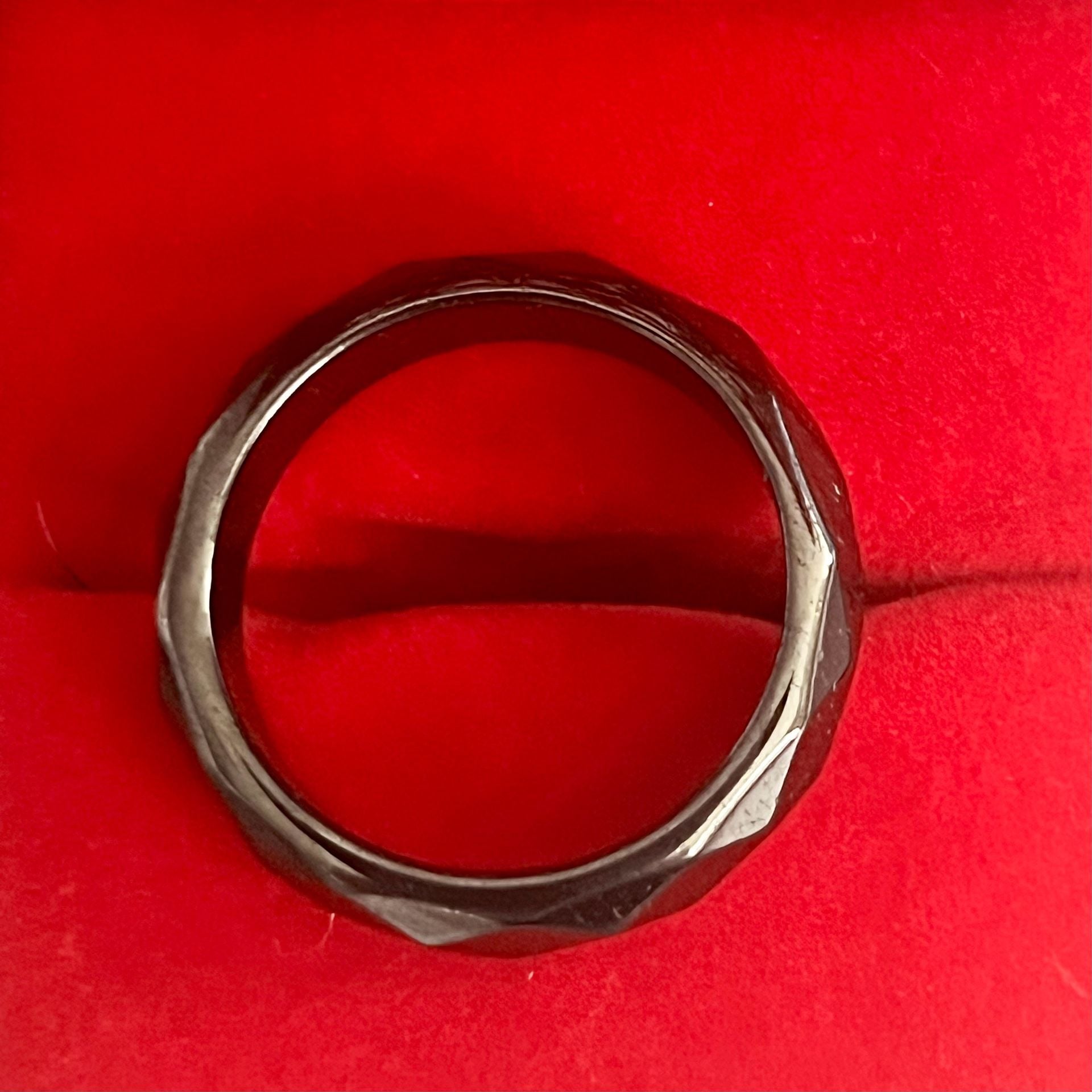 Hematite Stone Multifaceted Black Band Ring Size 13 4