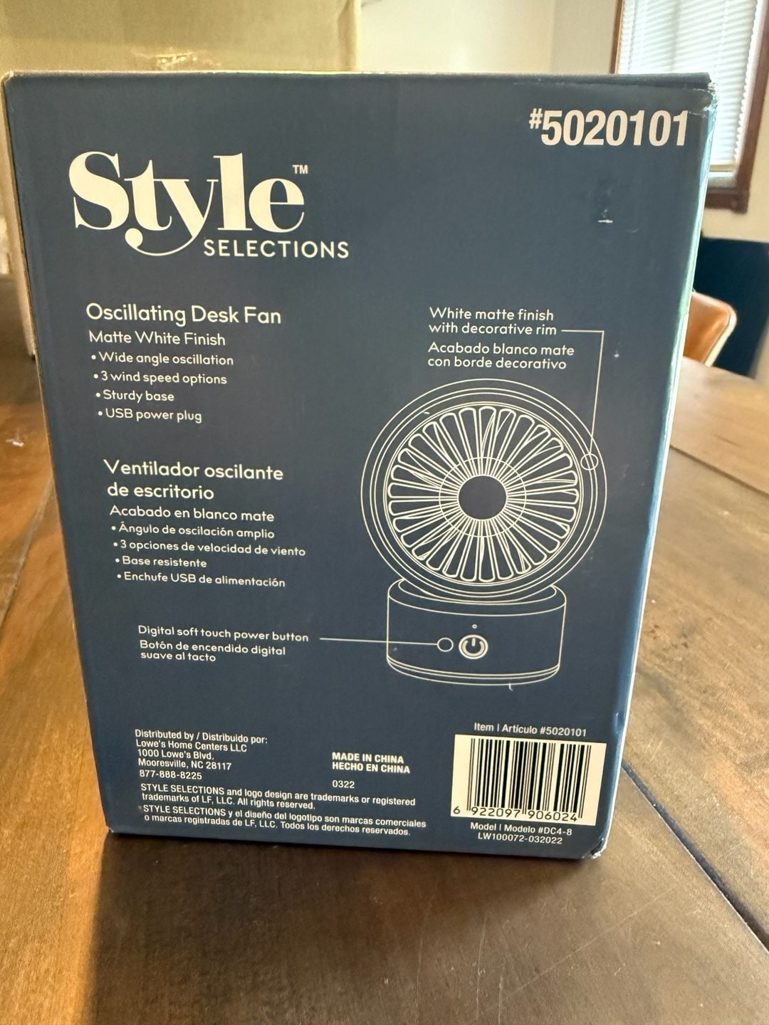 Style Selections Oscillating Desk Fan 4 in Matte White 2