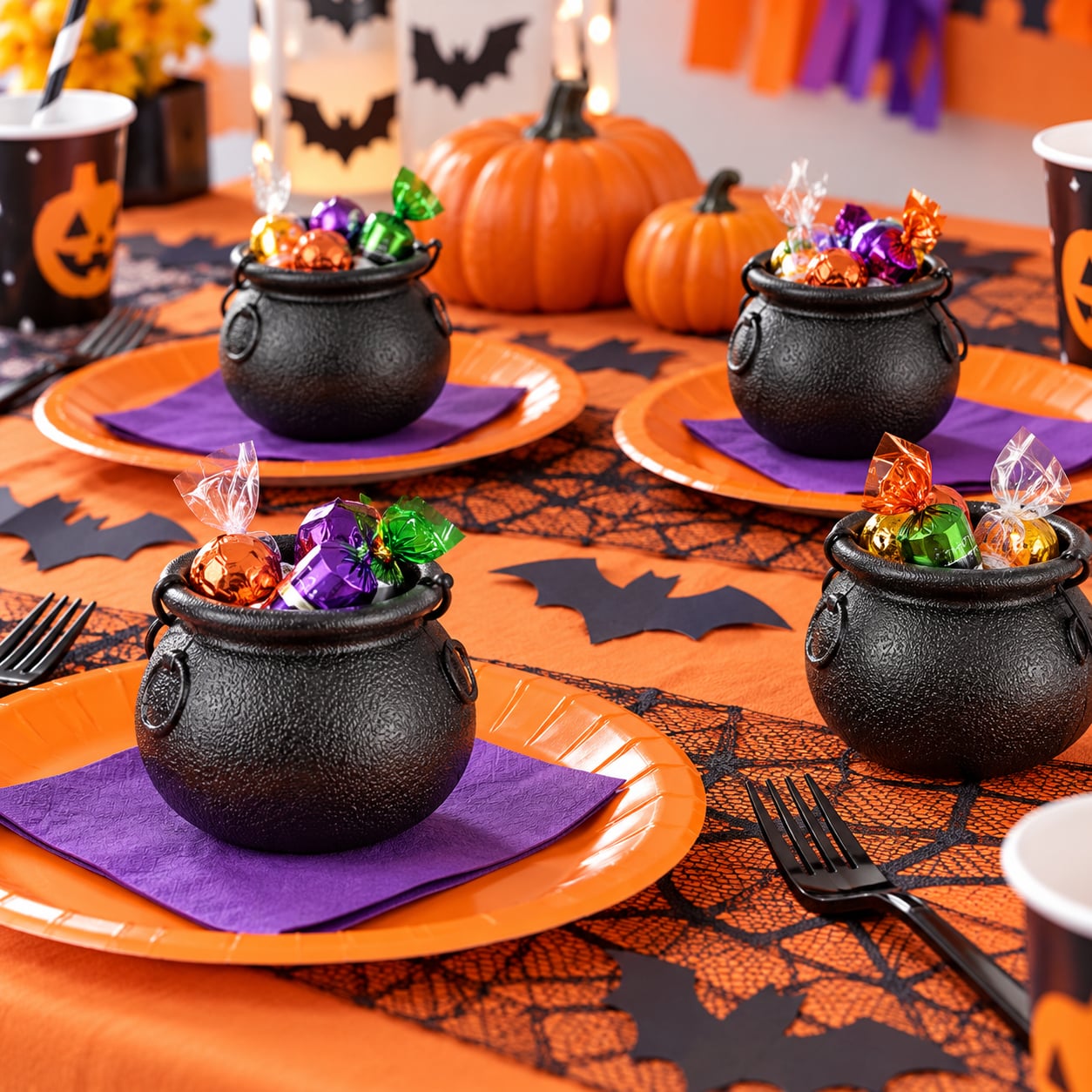 Black Mini Candy Kettles Cauldrons 12-Pack Holiday Theme Party Favors 4