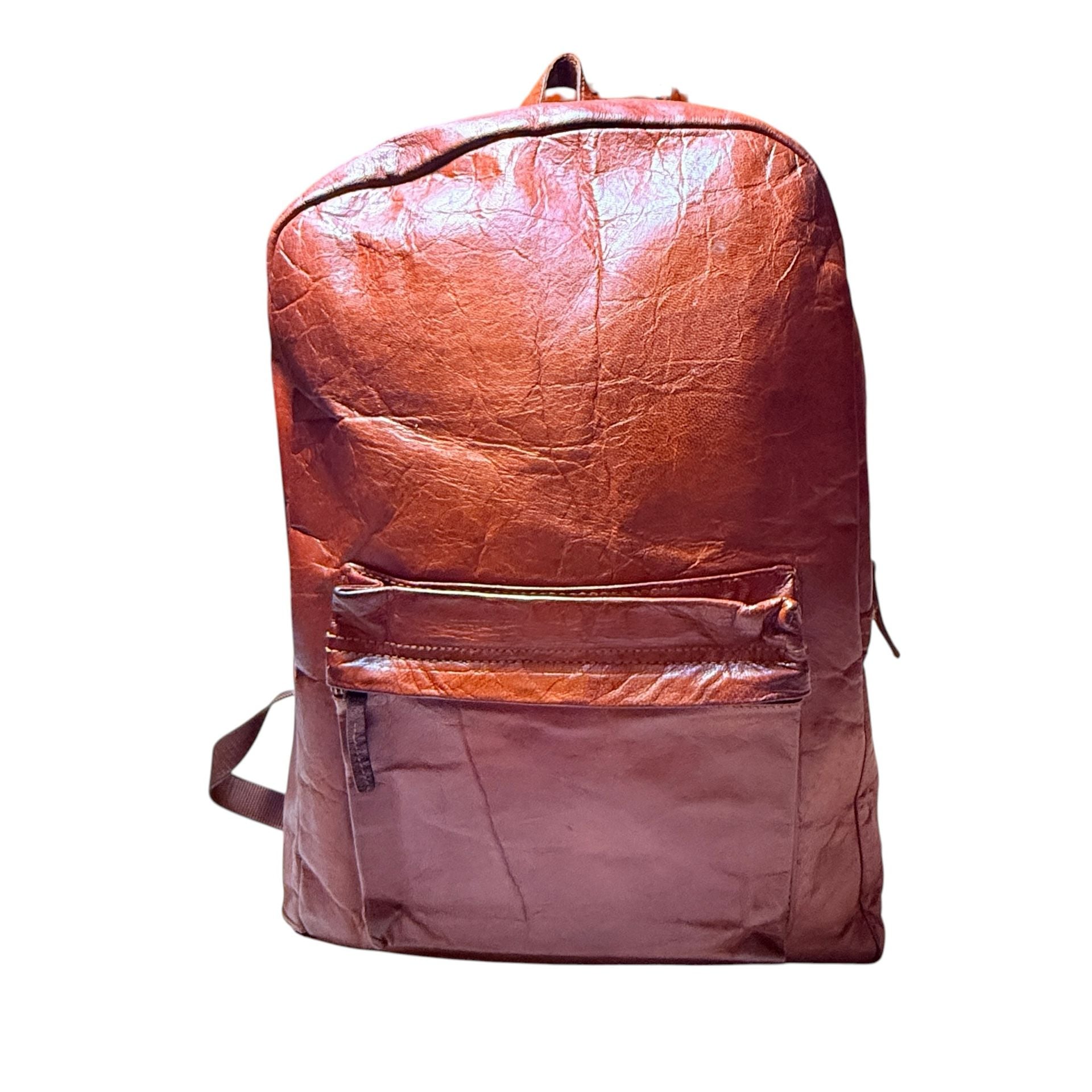 Vintage Brown Leather Backpack Daypack 17 Inch 2
