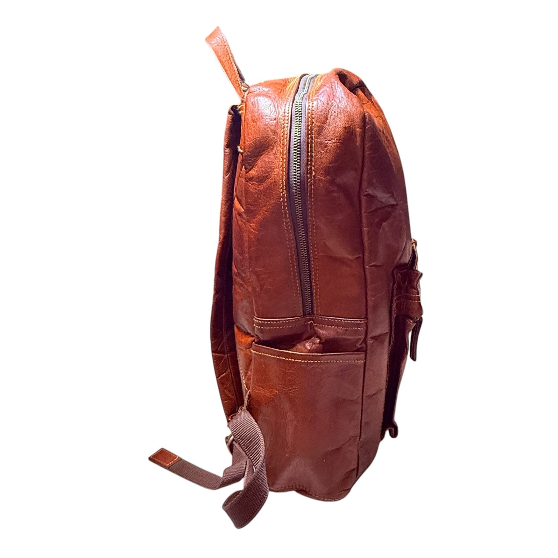 Vintage Brown Leather Backpack Daypack 17 Inch 4