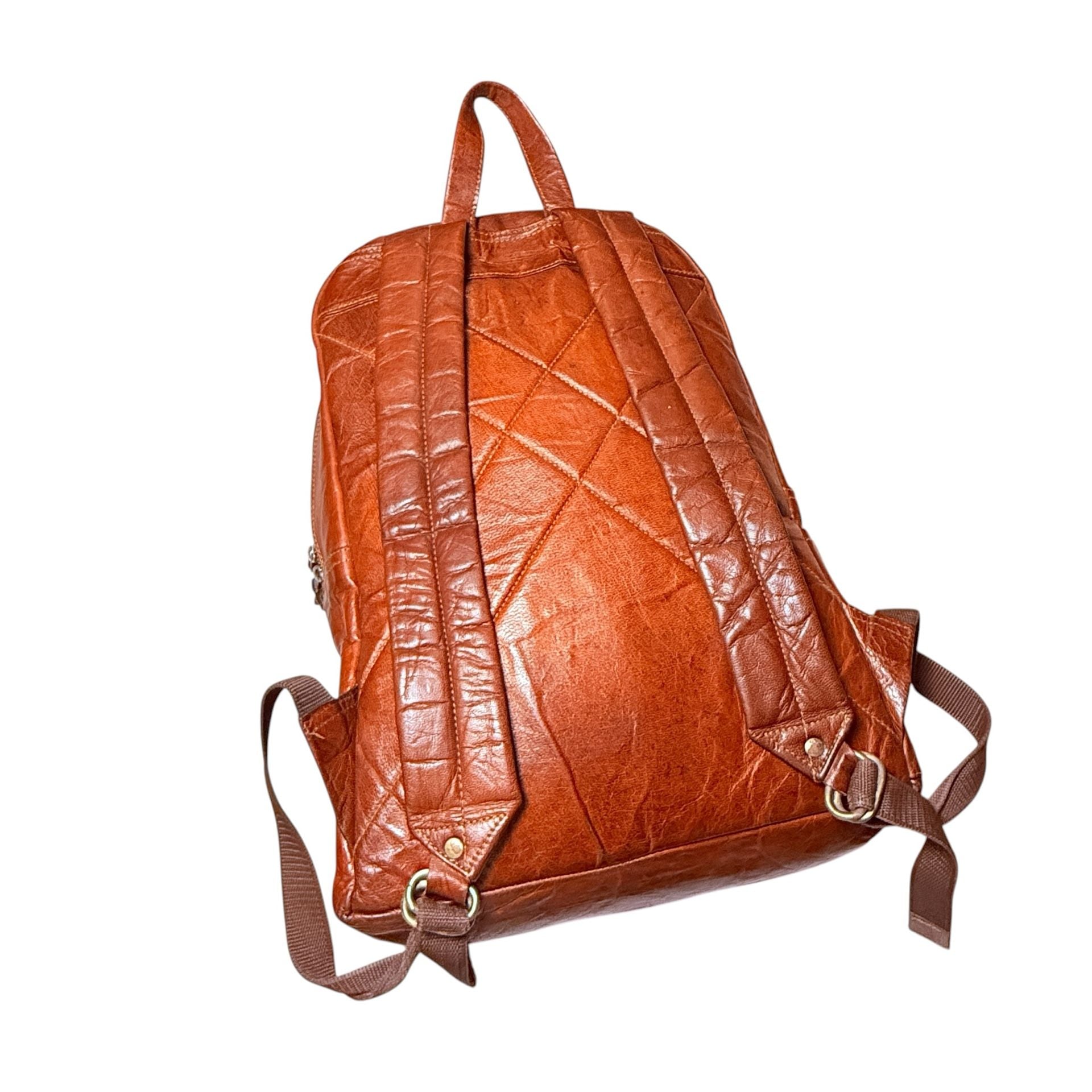 Vintage Brown Leather Backpack Daypack 17 Inch 5