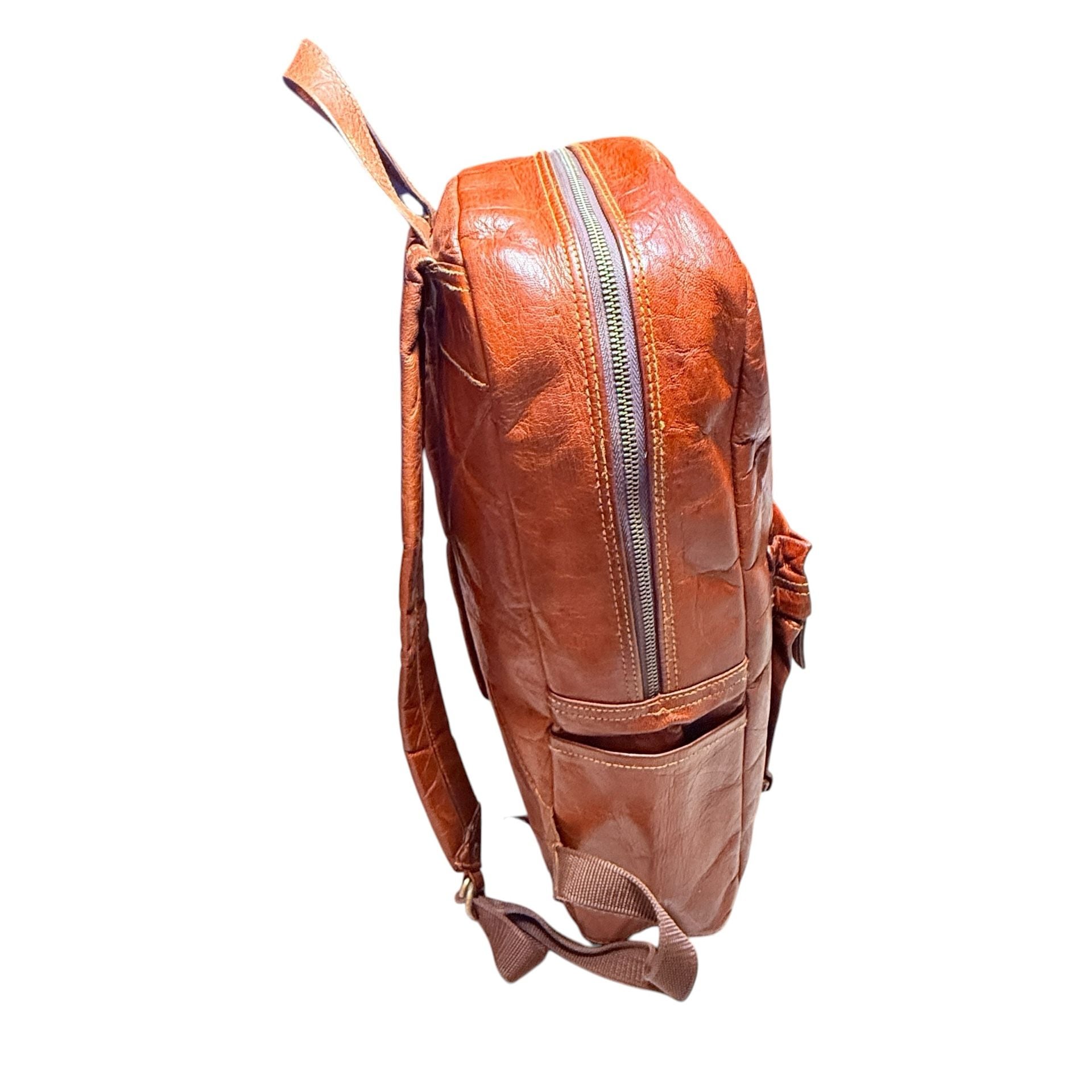 Vintage Brown Leather Backpack Daypack 17 Inch 8