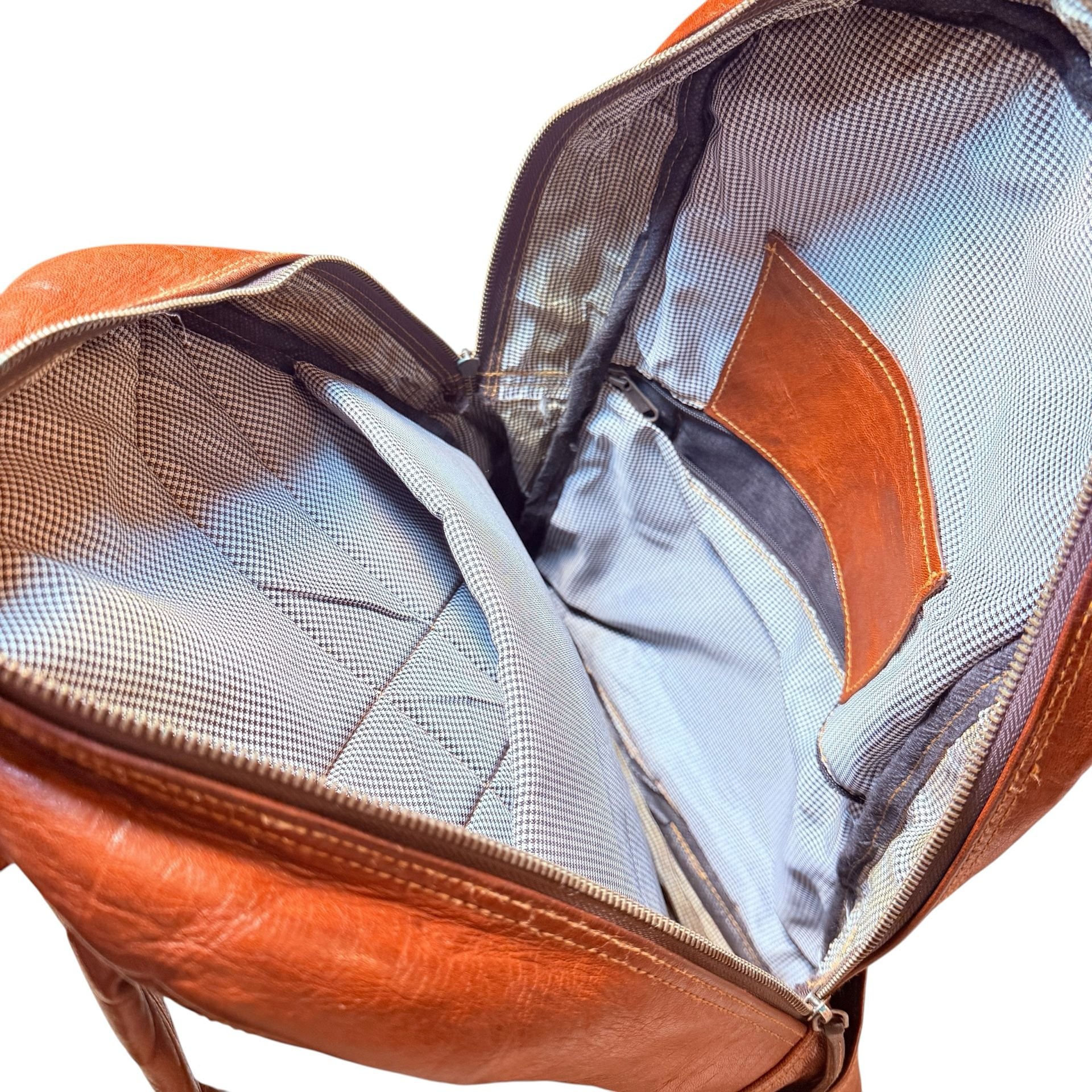 Vintage Brown Leather Backpack Daypack 17 Inch 9