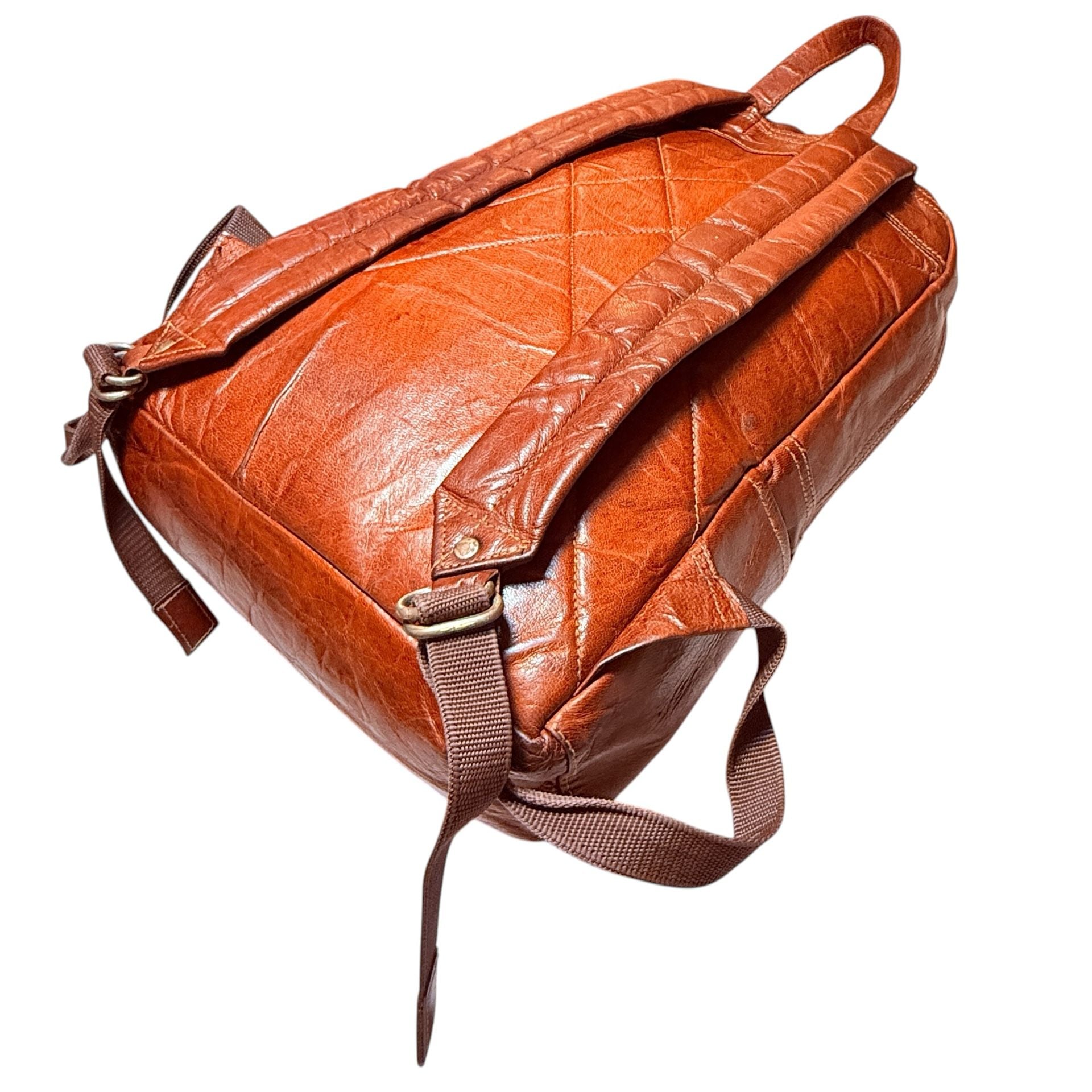 Vintage Brown Leather Backpack Daypack 17 Inch 10