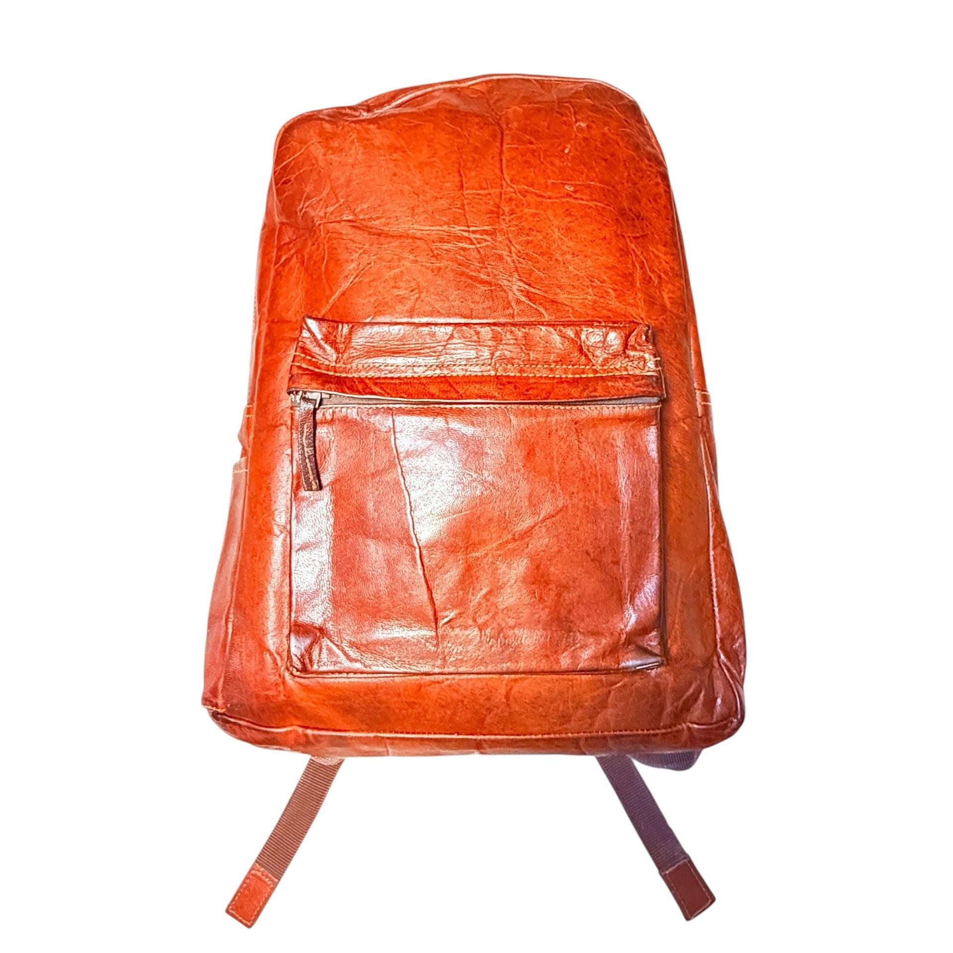 Vintage Brown Leather Backpack Daypack 17 Inch 11