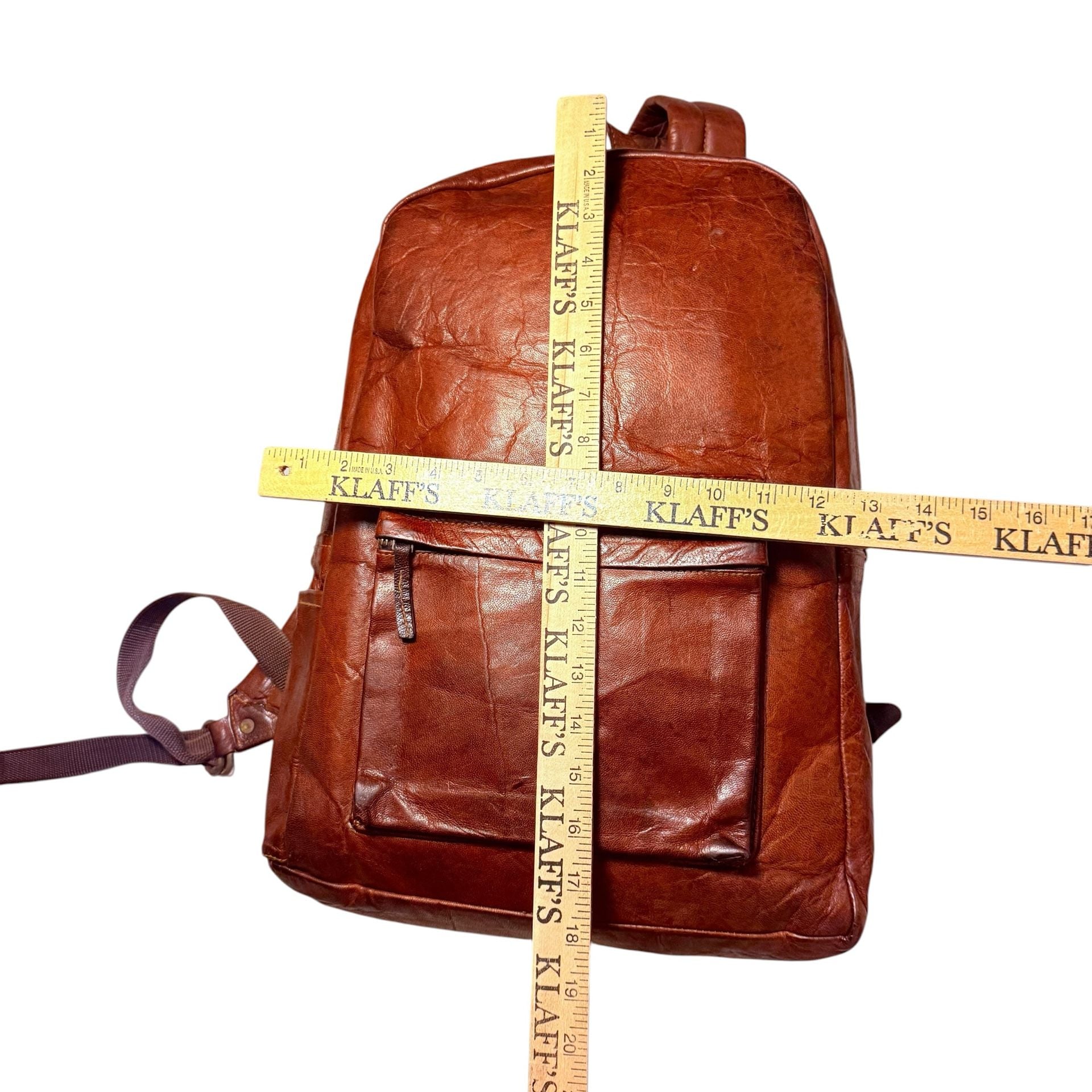 Vintage Brown Leather Backpack Daypack 17 Inch 13