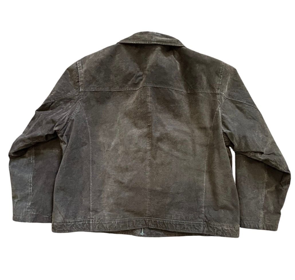 Vintage Y2K Suede Leather Jacket 2X Brown Full Zip 2