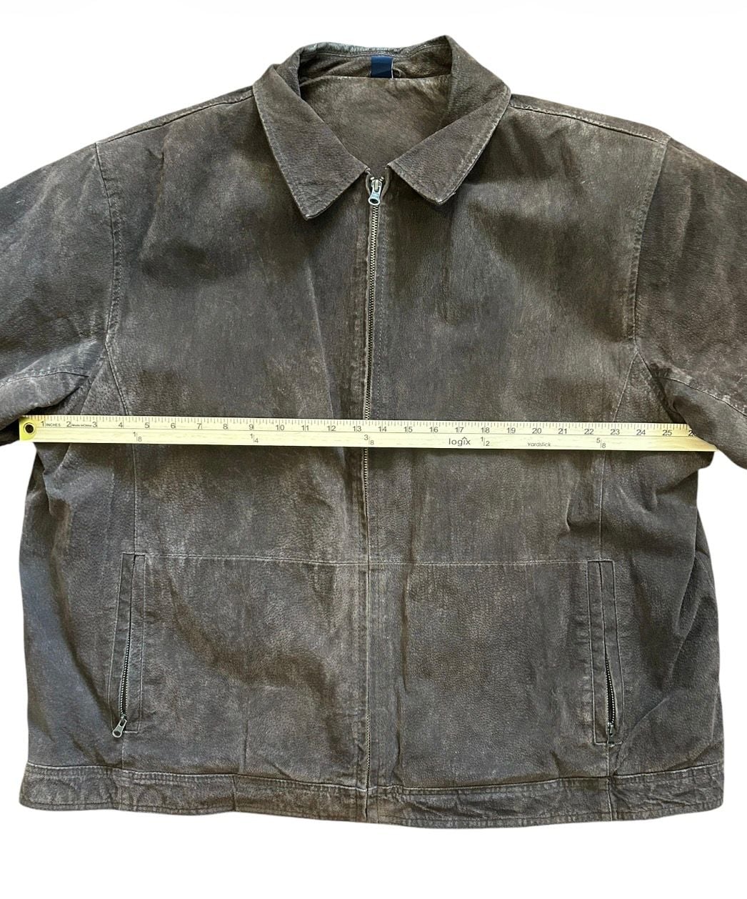 Vintage Y2K Suede Leather Jacket 2X Brown Full Zip 3