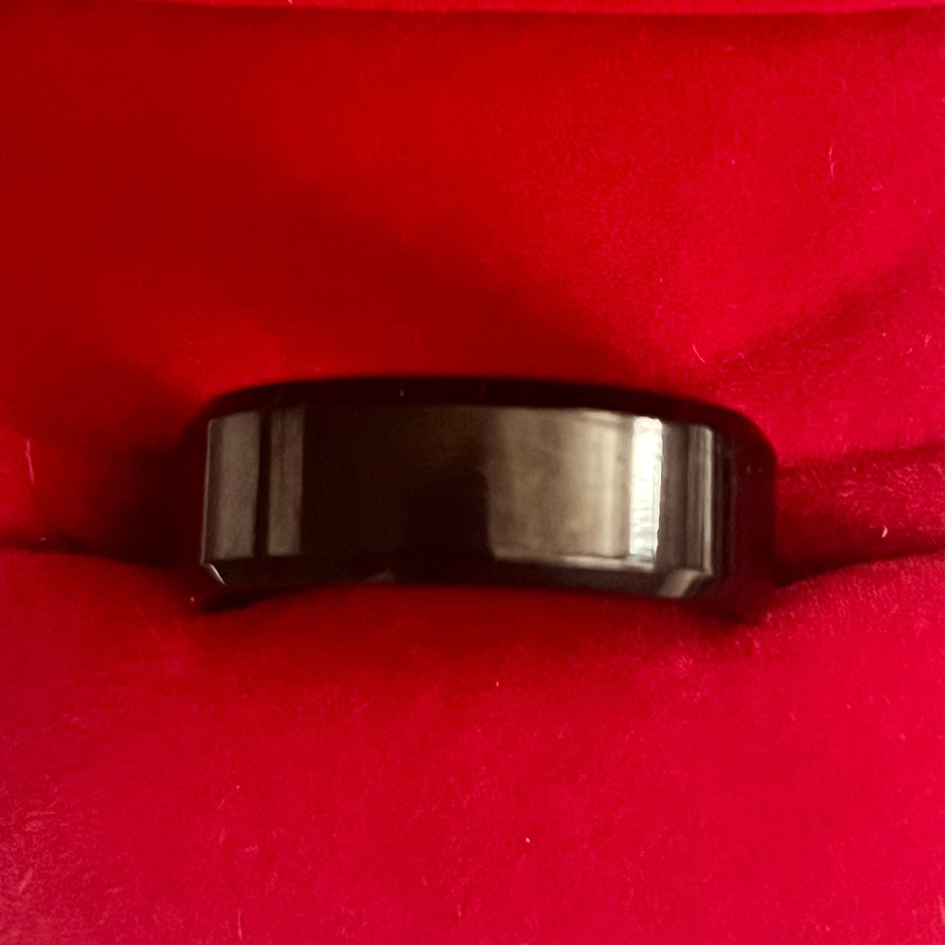 Black Beveled Titanium Steel Polished Finish Band Ring Size 13 2