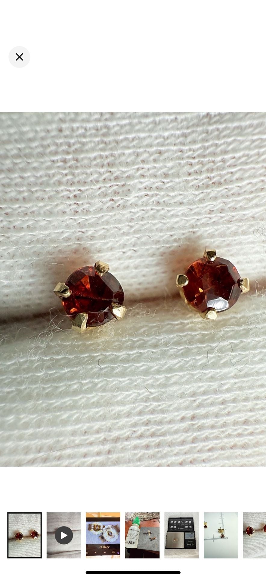 Garnet Stud Earrings 14k Yellow Gold Red Gemstone 2