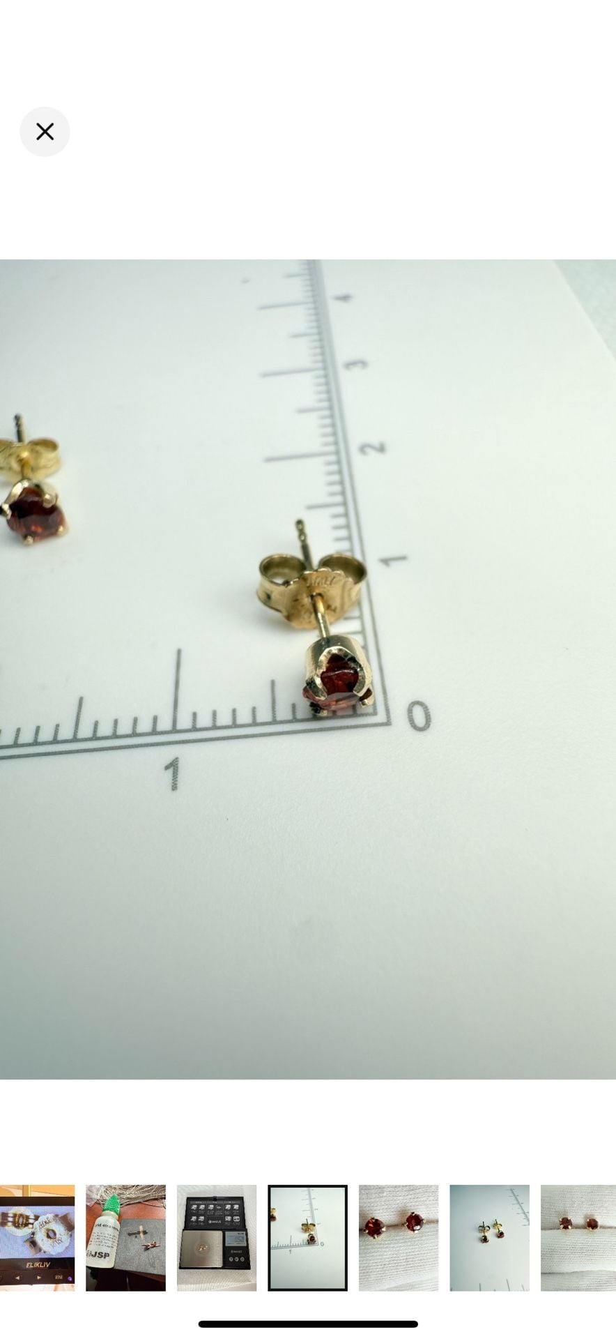Garnet Stud Earrings 14k Yellow Gold Red Gemstone 7