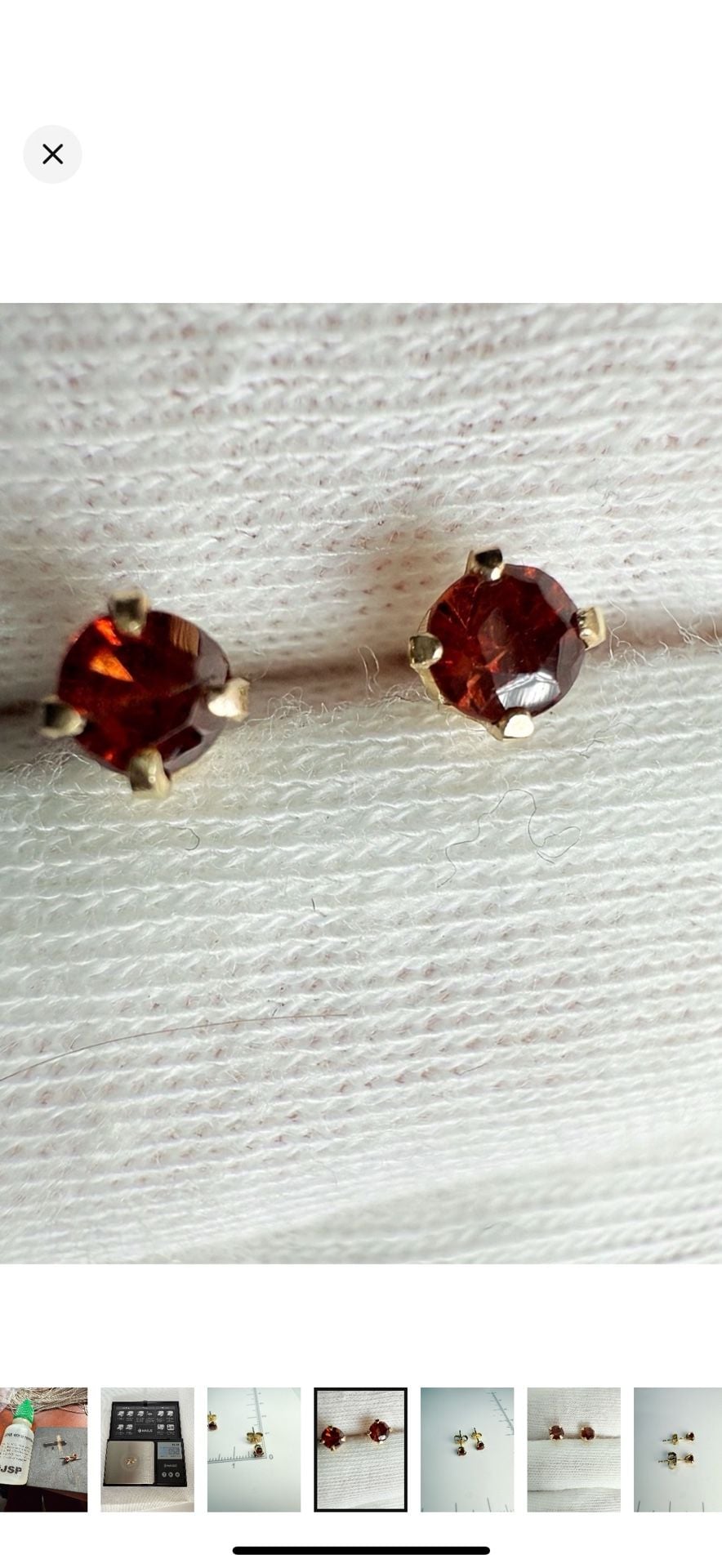 Garnet Stud Earrings 14k Yellow Gold Red Gemstone 8