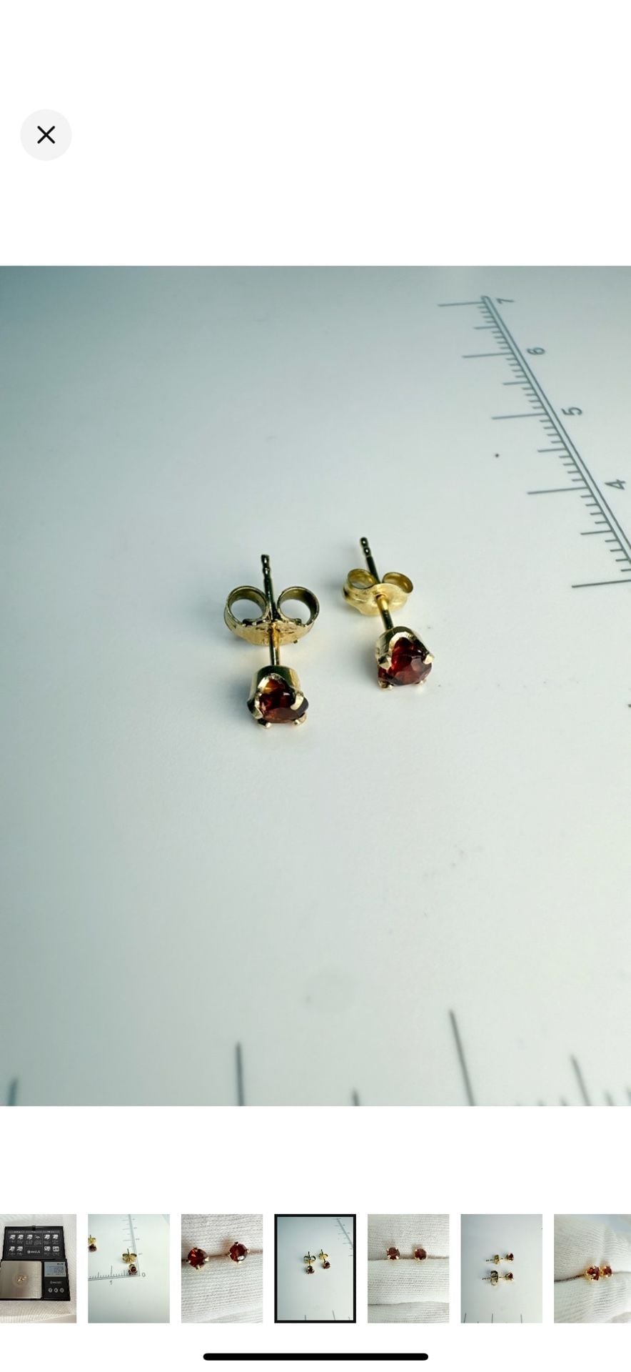 Garnet Stud Earrings 14k Yellow Gold Red Gemstone 9