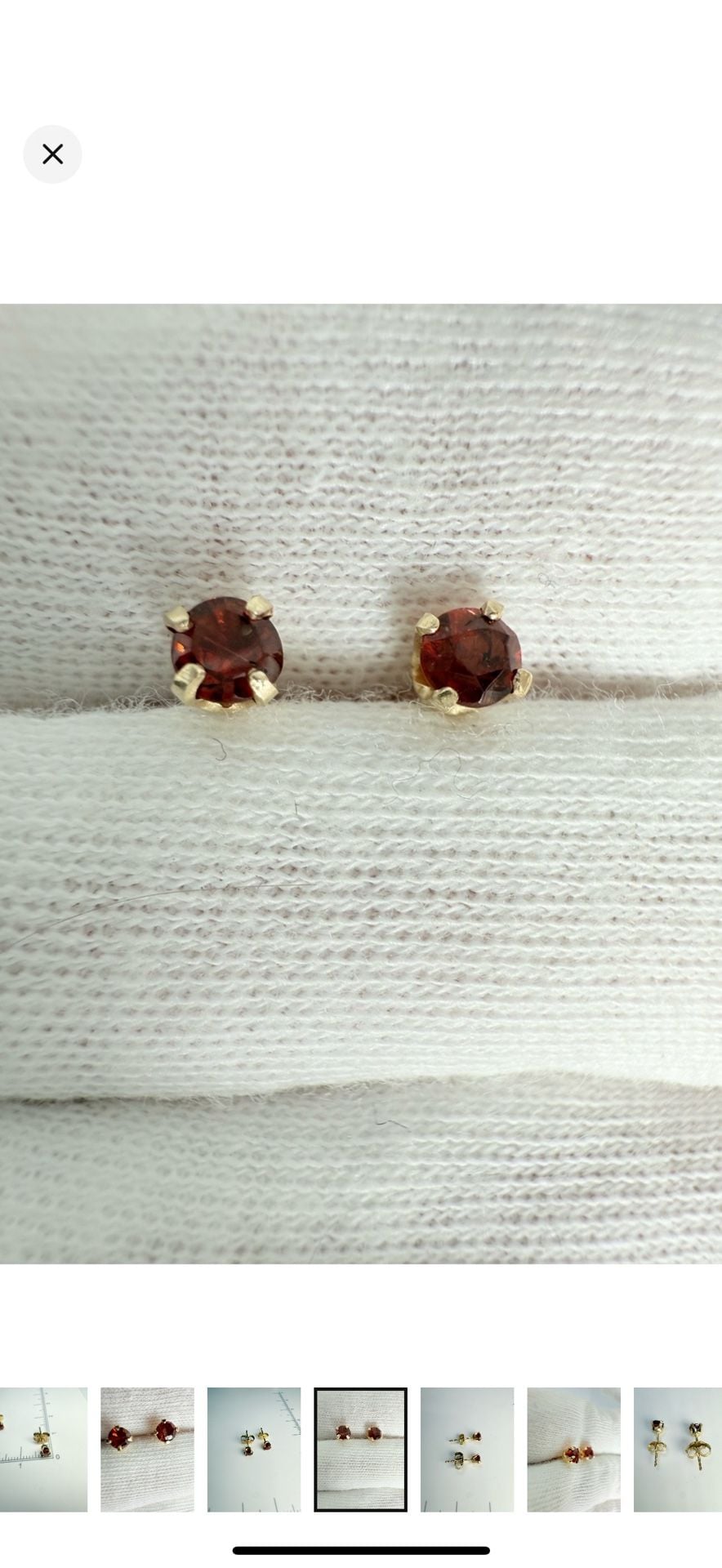 Garnet Stud Earrings 14k Yellow Gold Red Gemstone 10