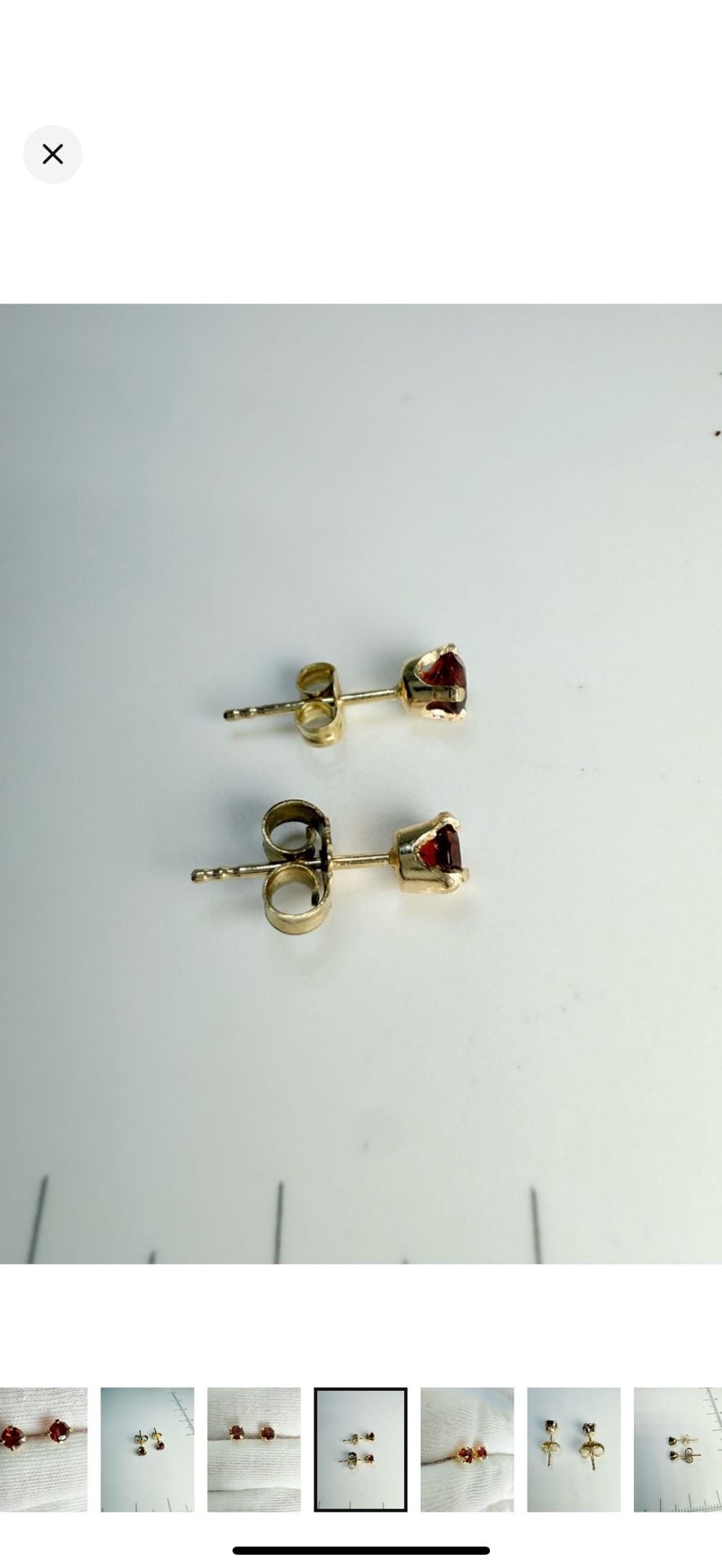Garnet Stud Earrings 14k Yellow Gold Red Gemstone 11