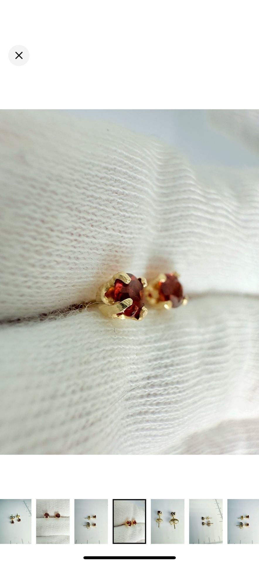 Garnet Stud Earrings 14k Yellow Gold Red Gemstone 12