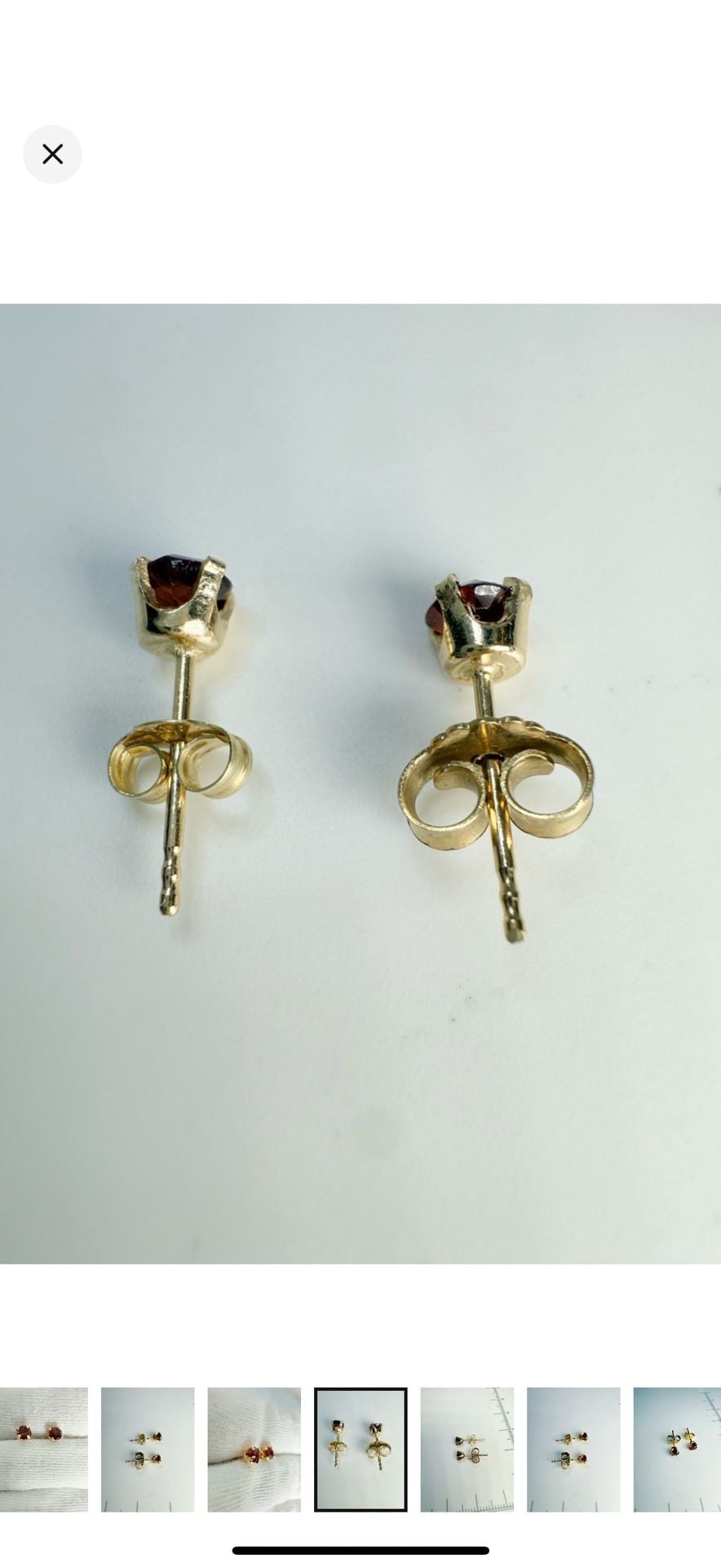 Garnet Stud Earrings 14k Yellow Gold Red Gemstone 13