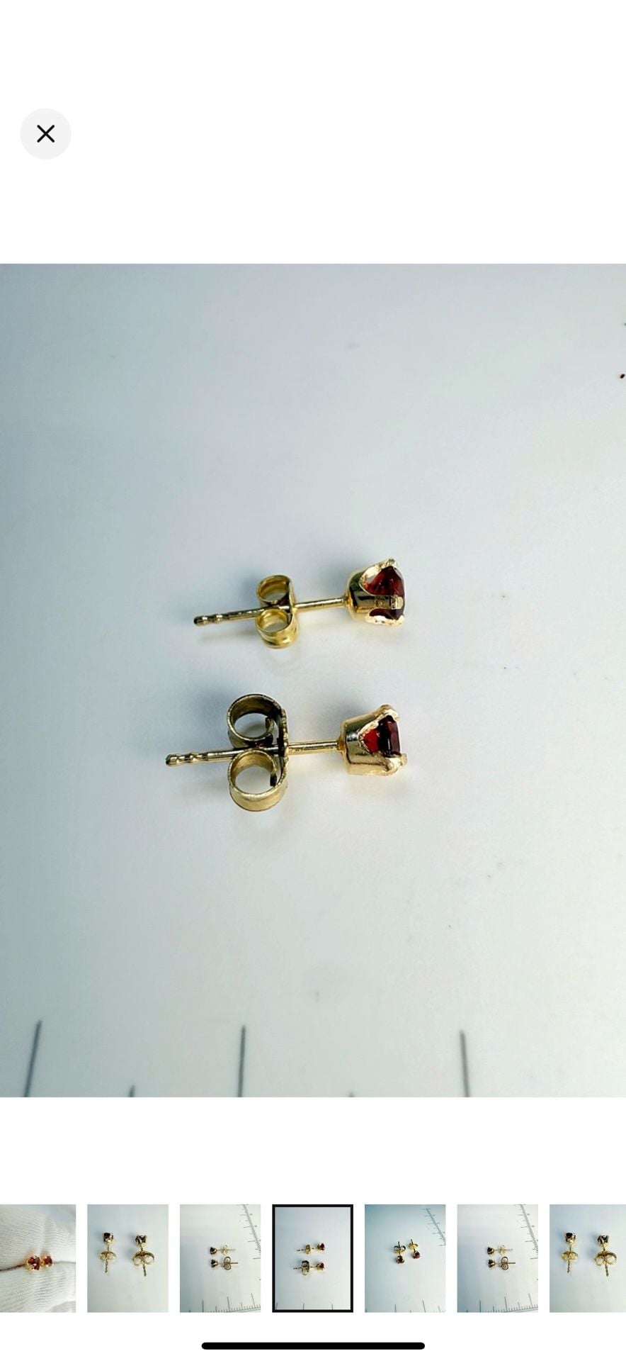 Garnet Stud Earrings 14k Yellow Gold Red Gemstone 15