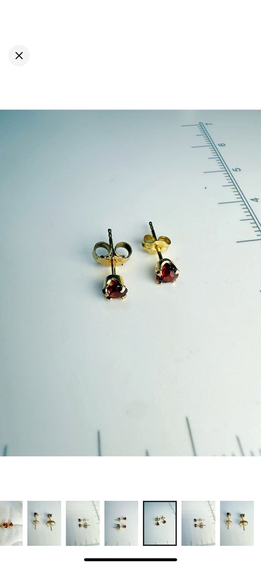 Garnet Stud Earrings 14k Yellow Gold Red Gemstone 16
