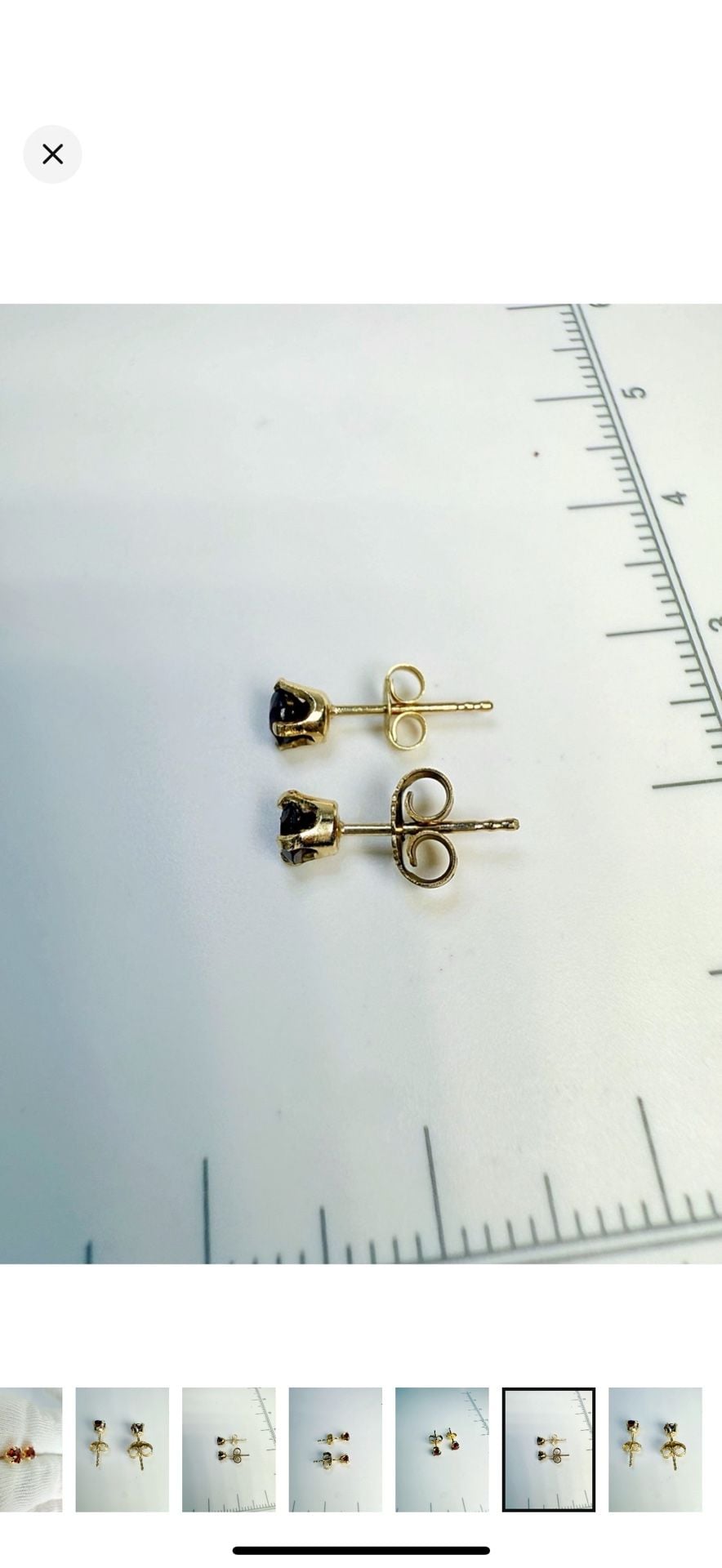 Garnet Stud Earrings 14k Yellow Gold Red Gemstone 17