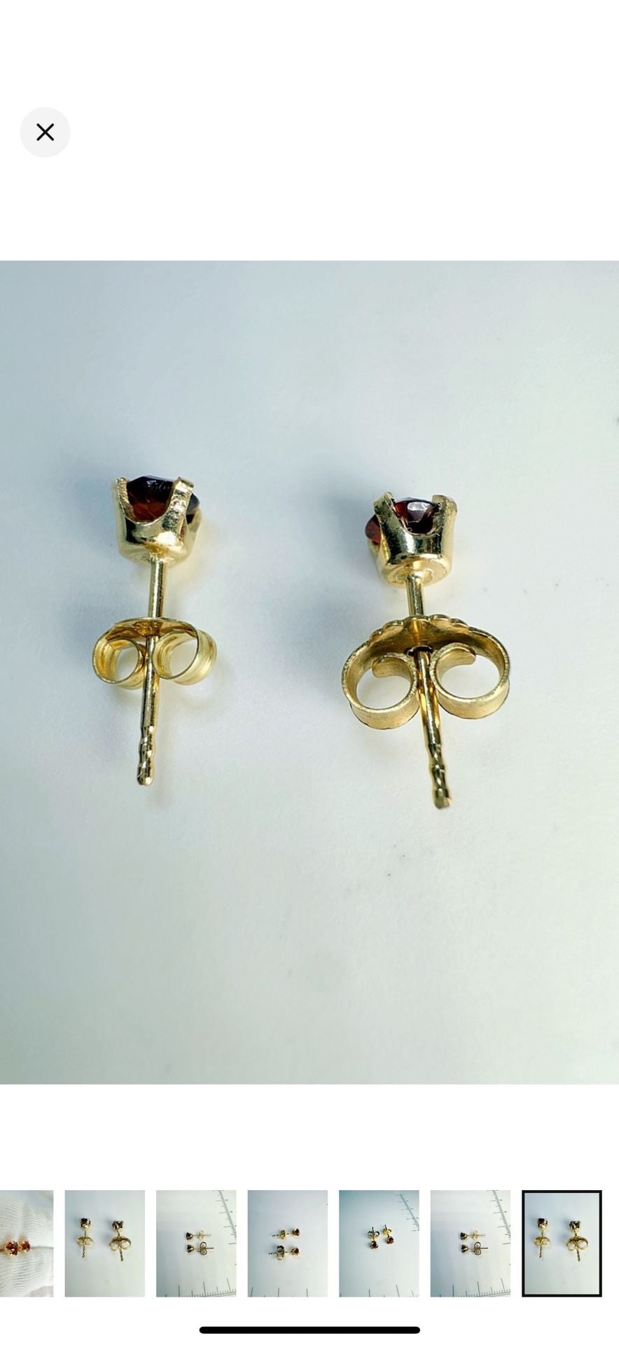 Garnet Stud Earrings 14k Yellow Gold Red Gemstone 18
