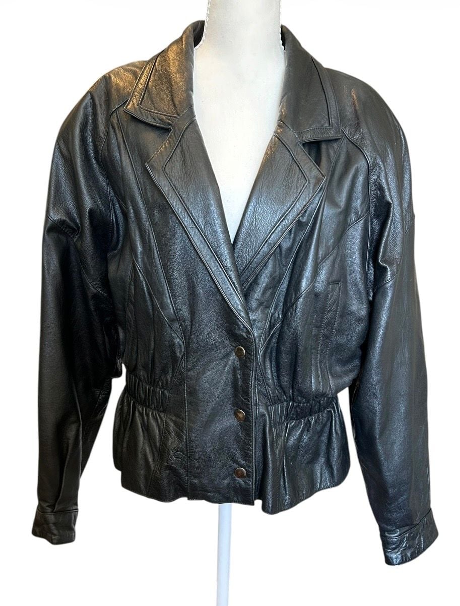 Vintage Maggie Lawrence Leather Jacket Size L Black 2