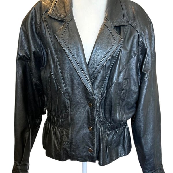 Vintage Maggie Lawrence Leather Jacket Size L Black