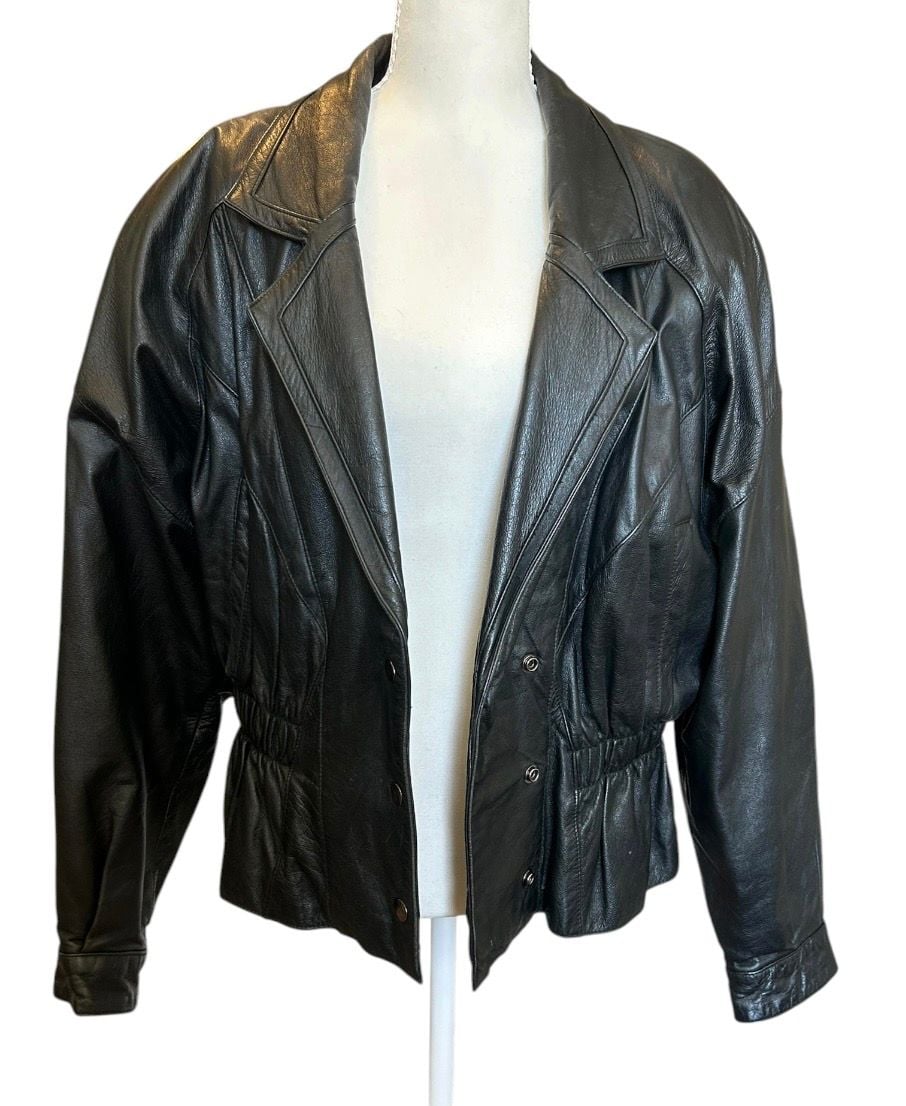 Vintage Maggie Lawrence Leather Jacket Size L Black 3