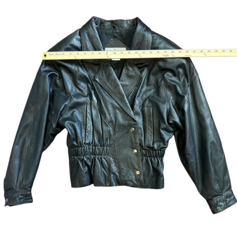 Vintage Maggie Lawrence Leather Jacket Size L Black 6