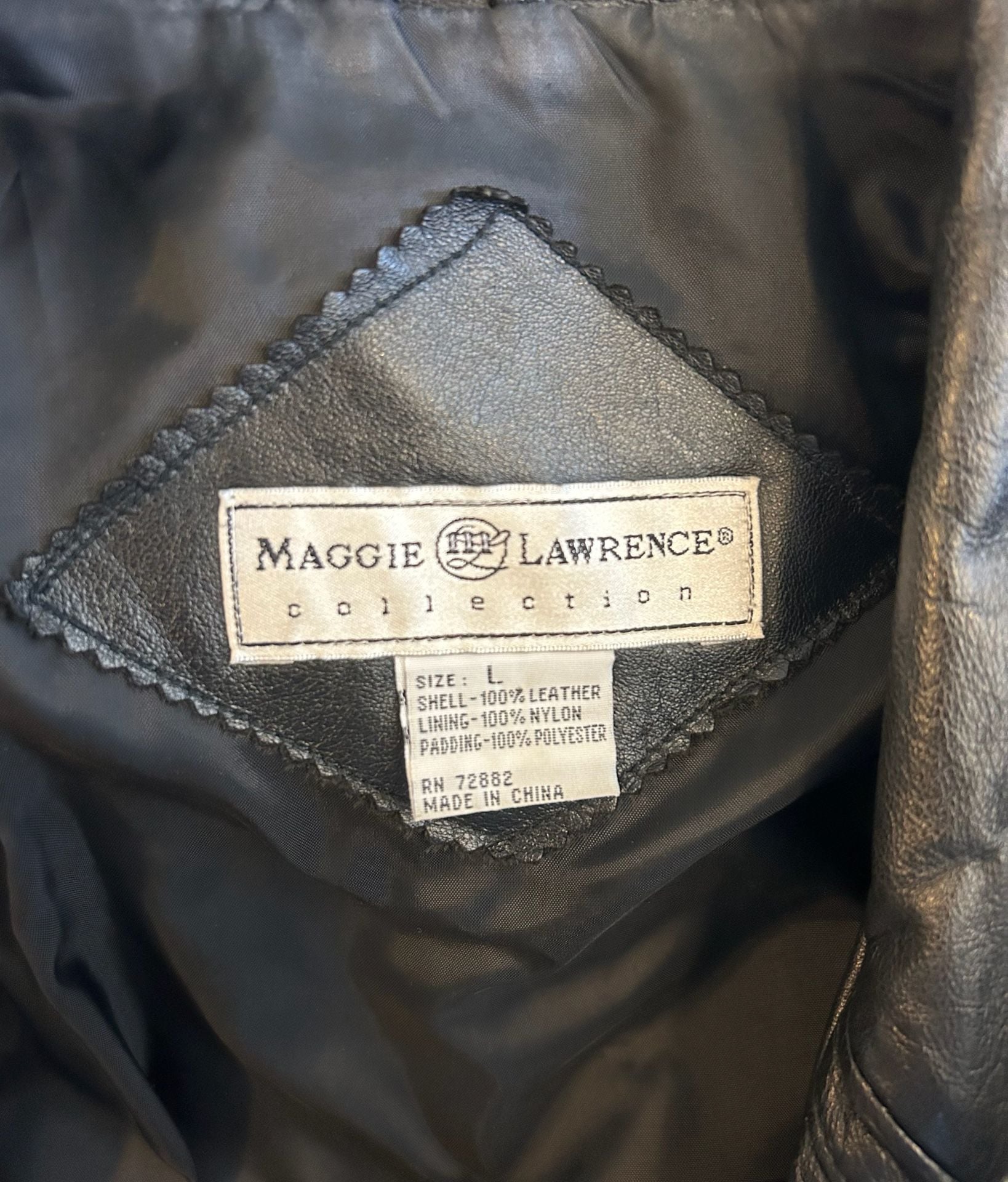 Vintage Maggie Lawrence Leather Jacket Size L Black 7