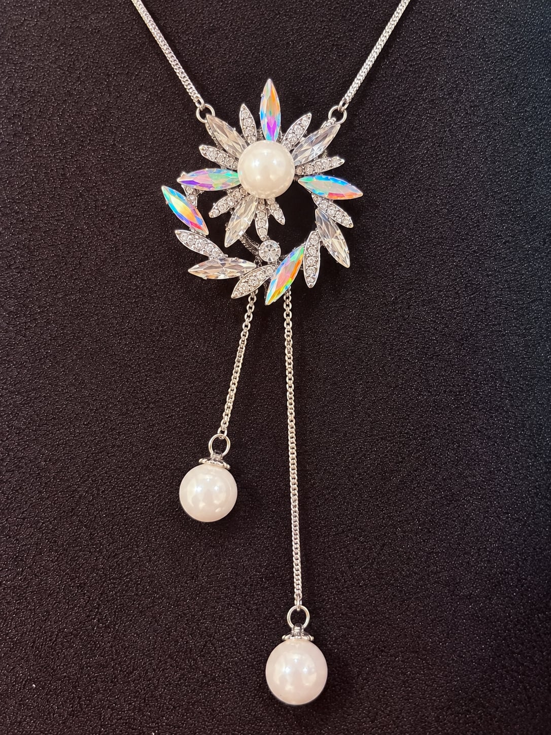 Crystal Flower Lariat Necklace 2