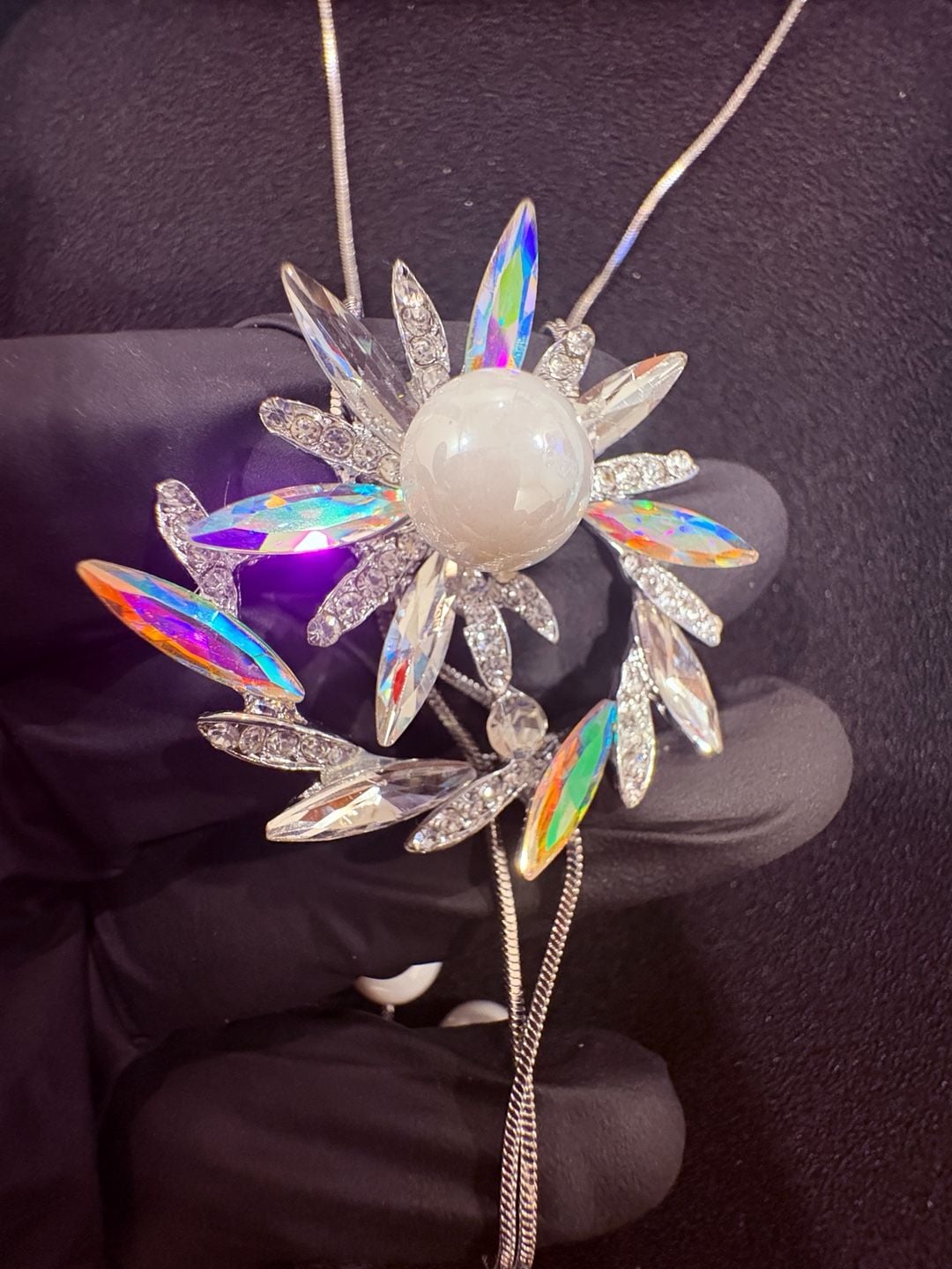 Crystal Flower Lariat Necklace 3